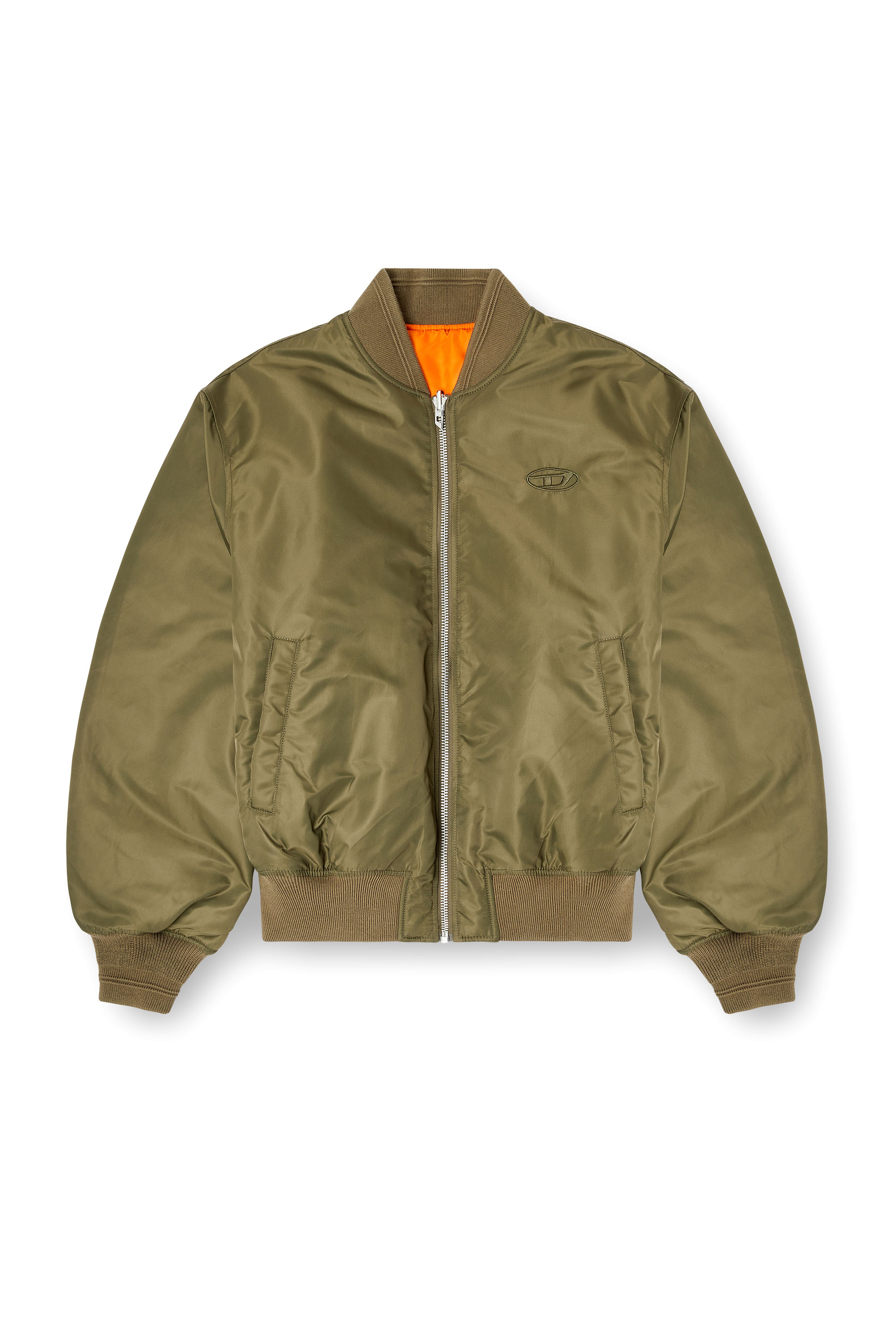Diesel - W-TYPE-D1, Herren Gesteppte Bomberjacke mit Oval-D-Stickerei in Grün/Orange - 3