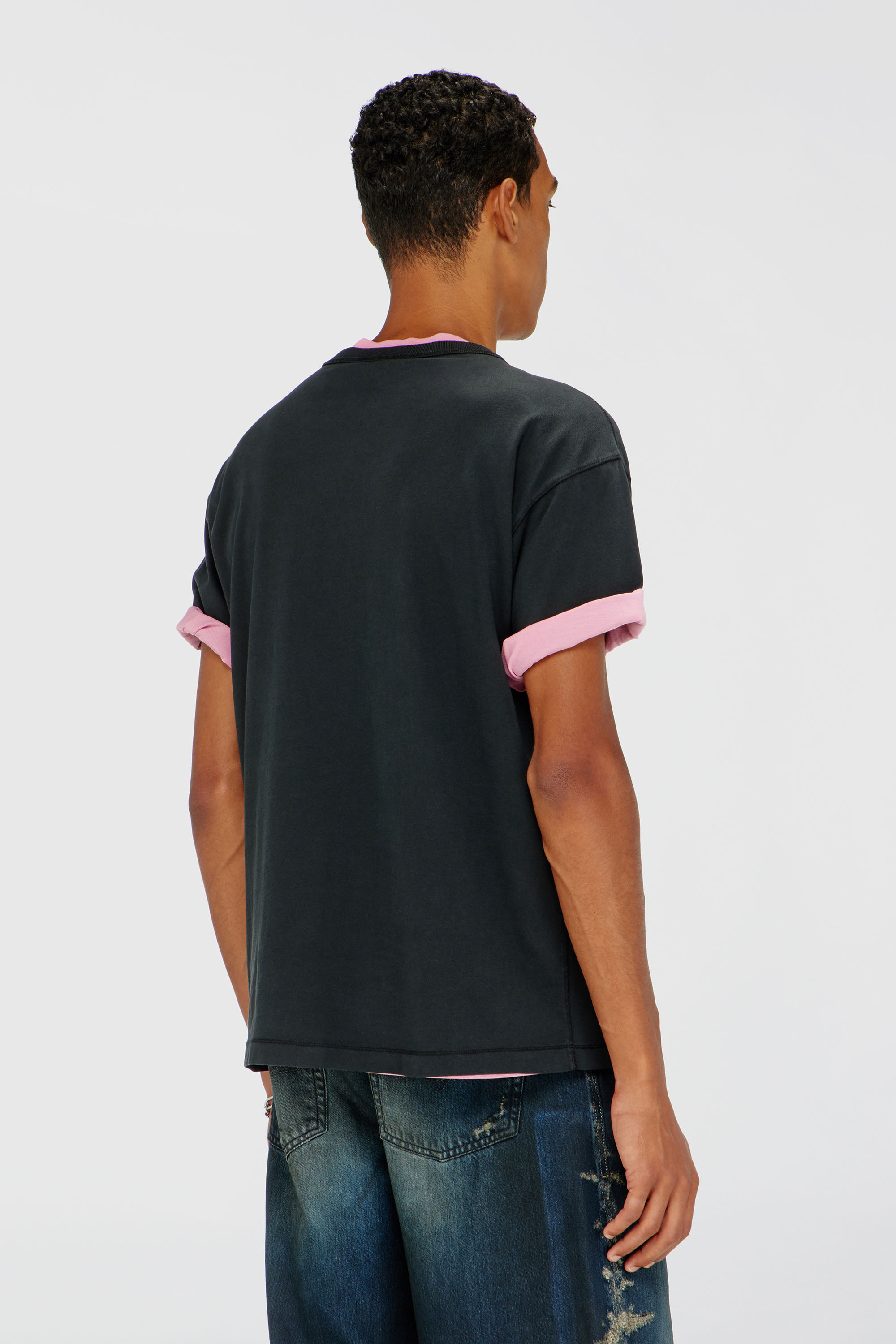 Diesel - T-NORM-IOD, Herren Leichtes Baumwoll-T-Shirt mit metallischem ovalem D-Logo in Schwarz - 4