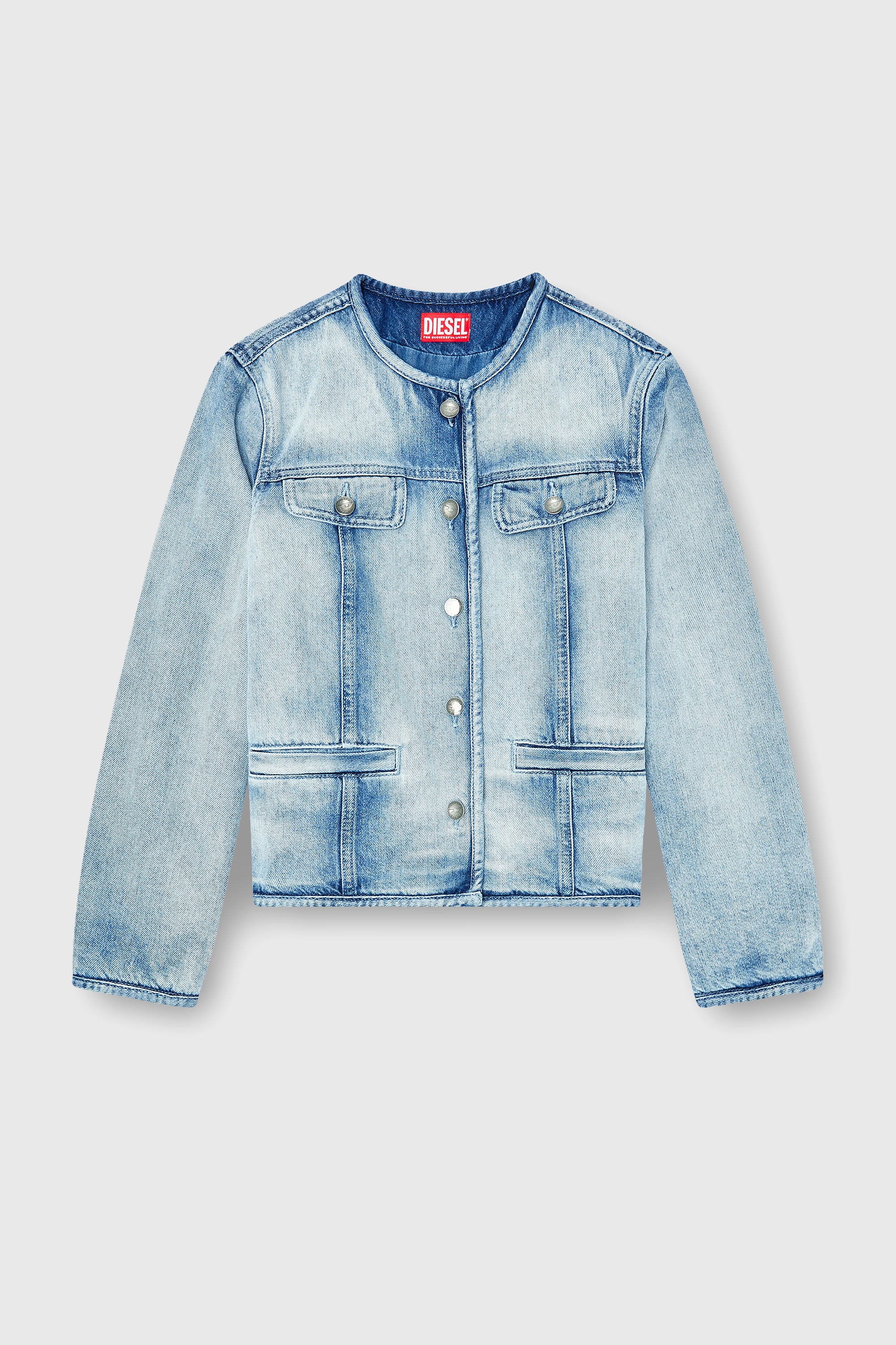 Diesel - DE-GRAFY-FSI1, Damen Jacke aus mittel-leichtem Skelett-Denim in Hellblau - 2