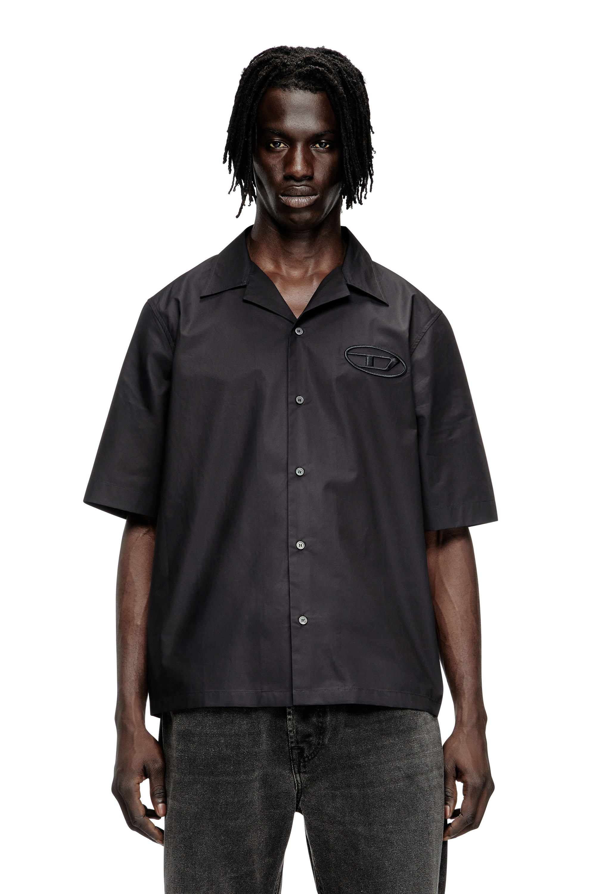 Diesel - S-MAC-PCAL, Herren Bowling-Hemd mit Oval D in Schwarz - 1