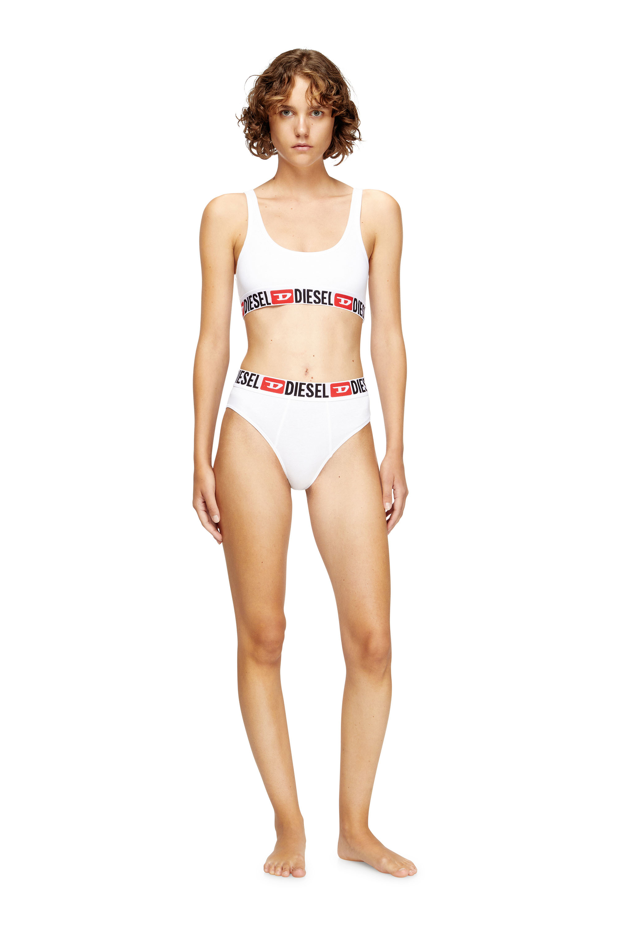 Diesel - UFSB-ORIBA, Damen Bralette mit Logoband in Weiß - 2