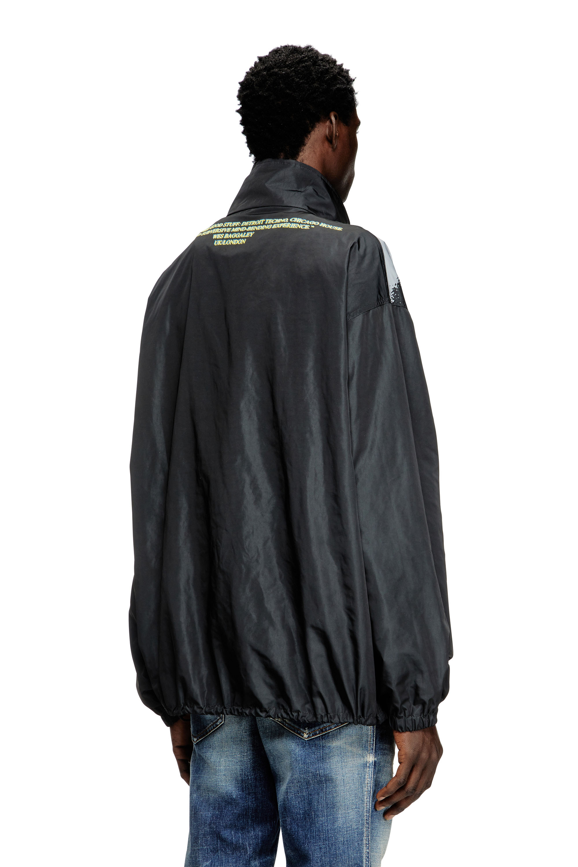 Diesel - J-ERIK, Unisex Tech-Jacke aus Jersey mit Text-Print in Schwarz - 4