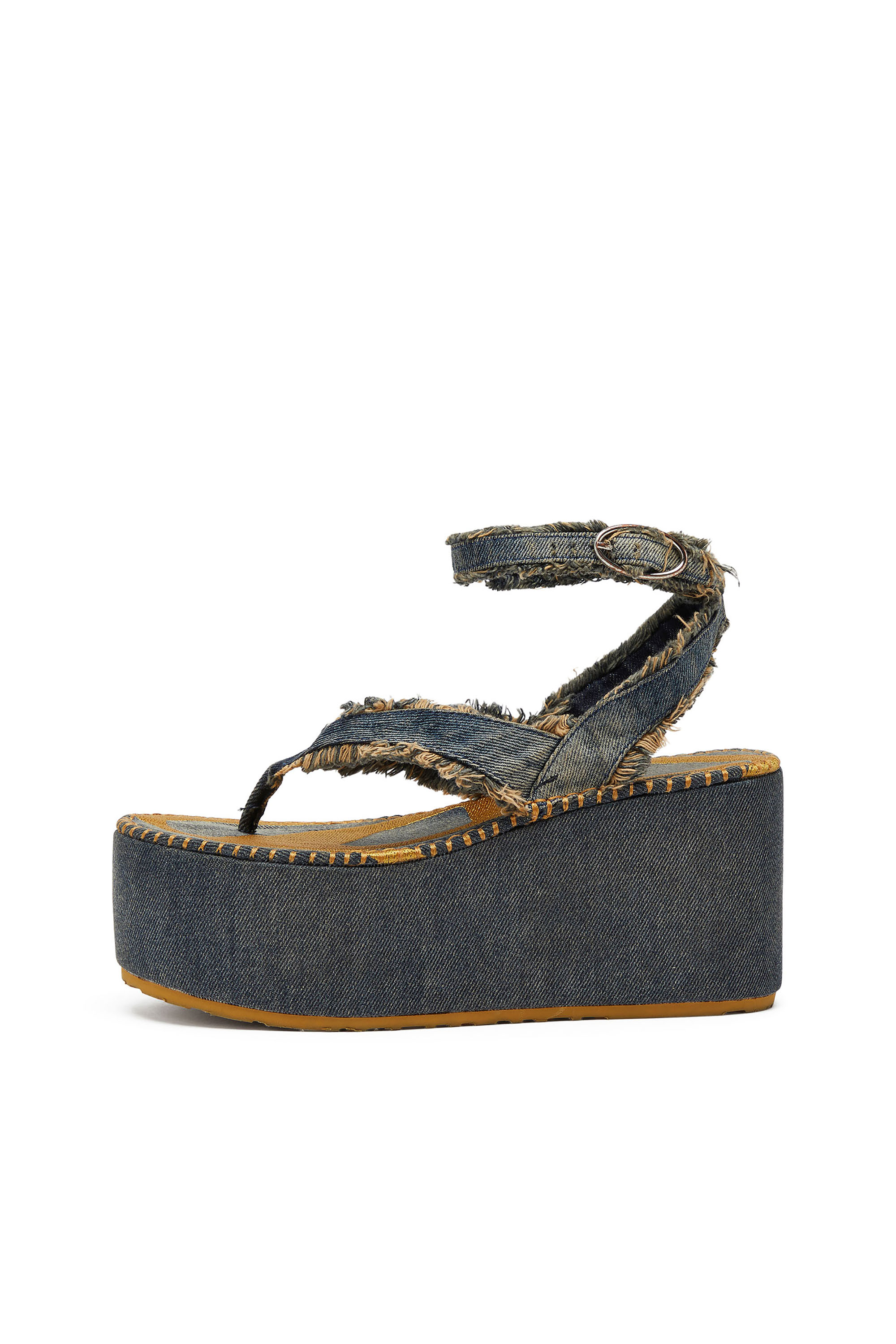 Diesel - SA-NIKOLA SANDAL, Damen Sa-Nikola &ndash; Sandale aus Denim mit ausgefransten Details in Blau/Grau - 2