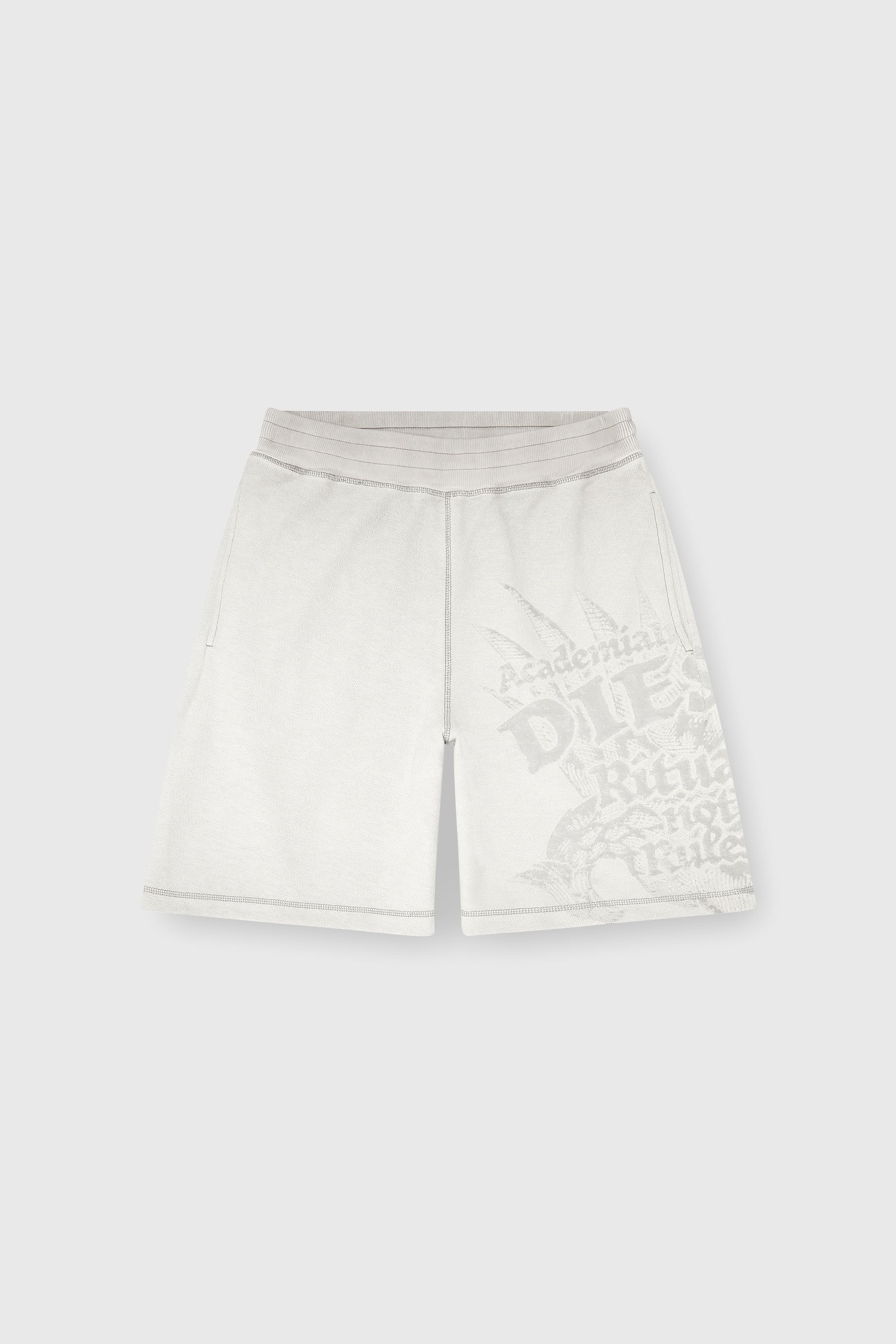 Diesel - P-RAWCROW, Herren Sweatshorts mit D&eacute;vor&eacute;-Motiven in Hellgrau - 2