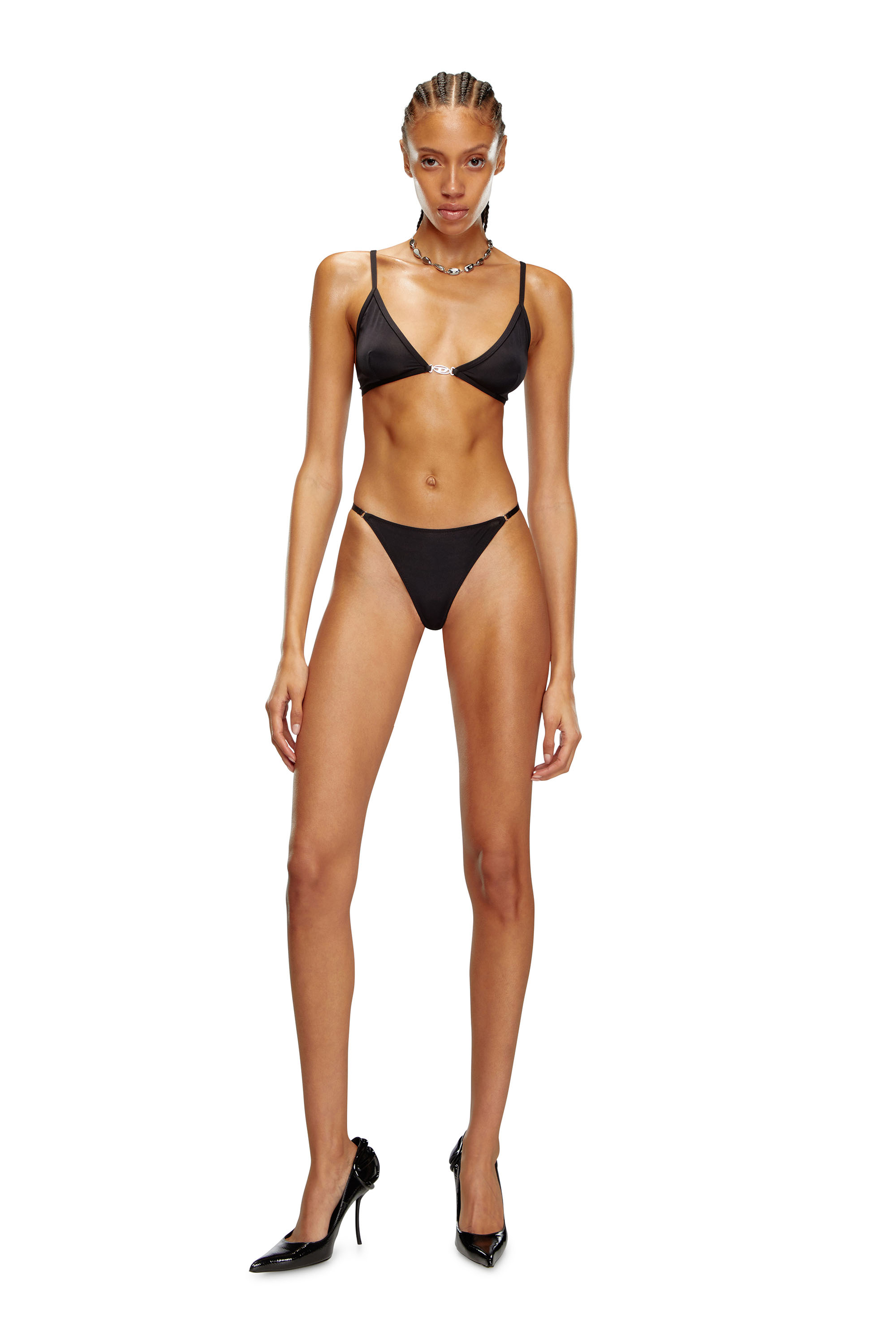 Diesel - UFSB-OVAL-D-TRIANGLE-BRA, Damen Triangle-BH mit Oval D-Plakette in Schwarz - 1