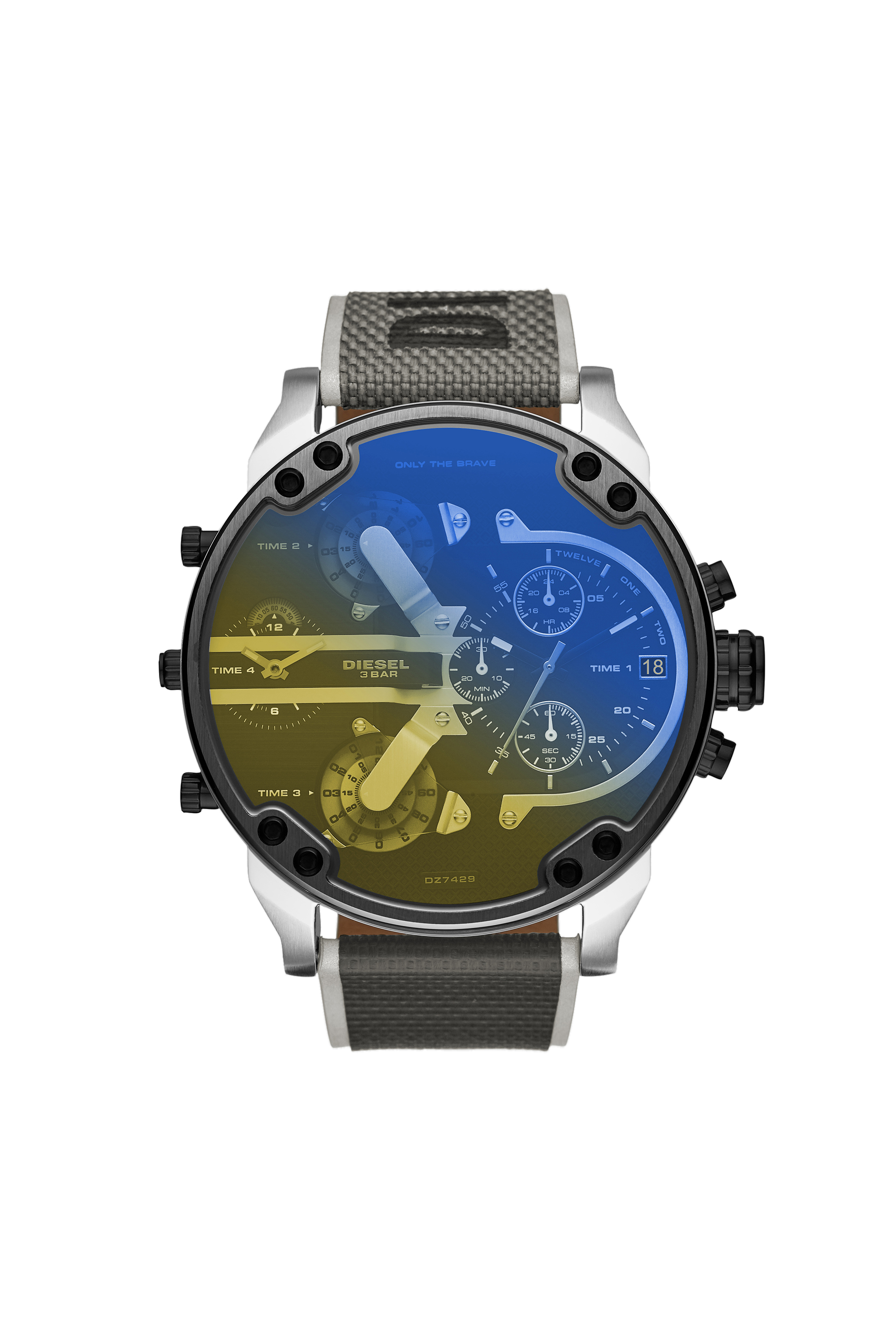 Diesel - DZ7429, Herren Mr. Daddy 2.0-Armbanduhr mit zwei Zeigern und schwarzem Nylonarmband in Grau - 1