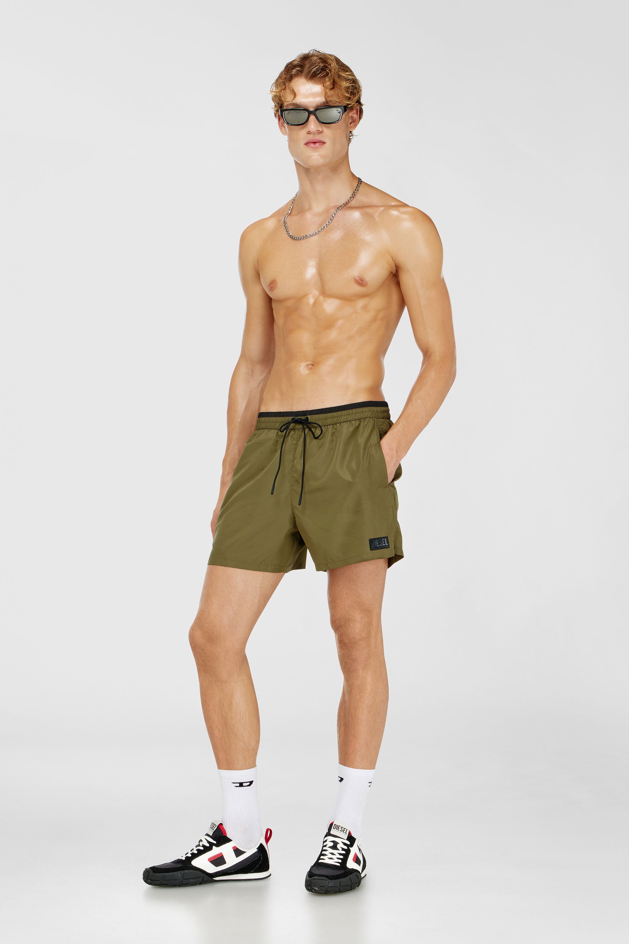 Diesel - JOEL-37-D-CORE, Herren Badeshorts mit kontrastierendem Bundabschluss in Gr&uuml;n - 1