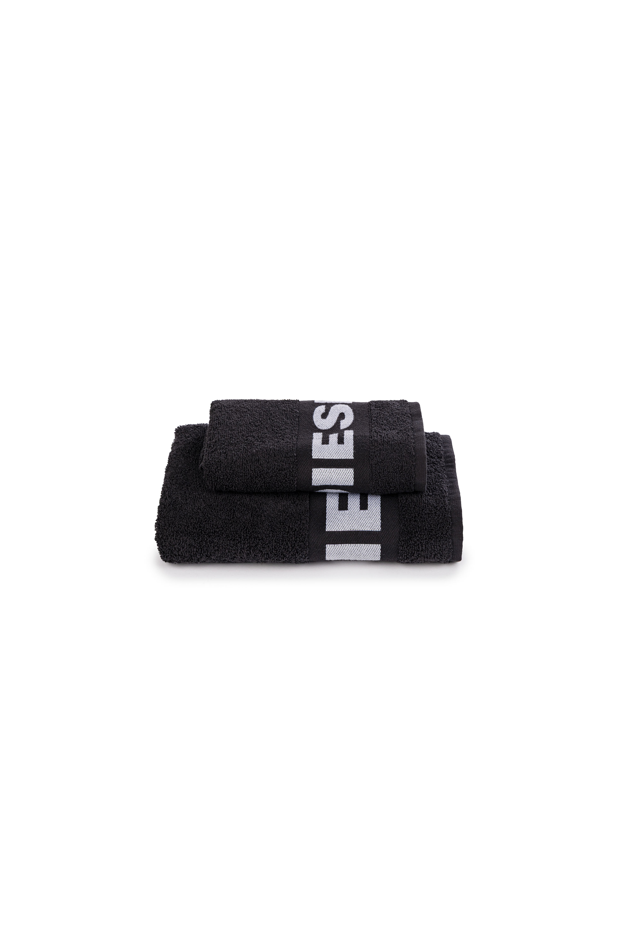 Diesel - 1015135 LOGO-COTTON TOWEL SET 1+1 BLACK, Unisex Tücher-Set aus Baumwoll-Frottee mit Logo in Schwarz - 1