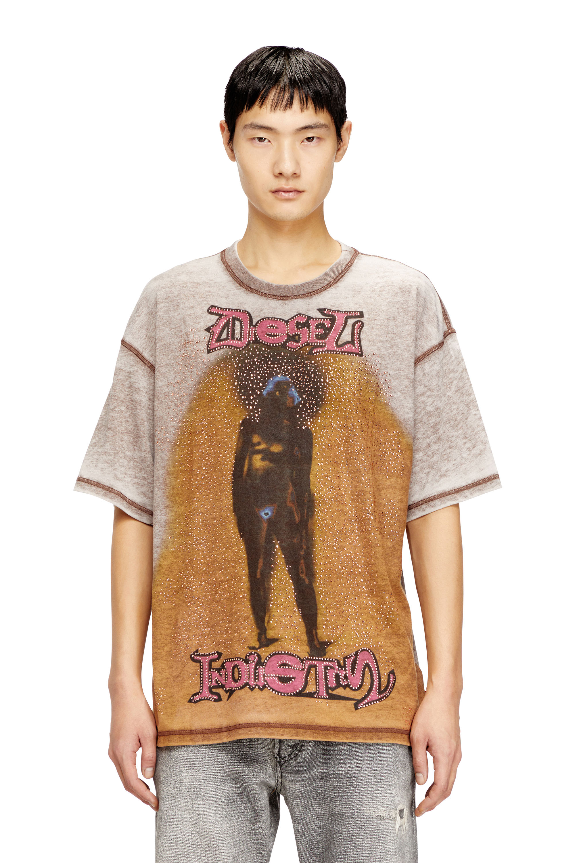 Diesel - T-BOXT-V12, Herren Entspanntes T-Shirt mit Druck und Nieten in null - 3