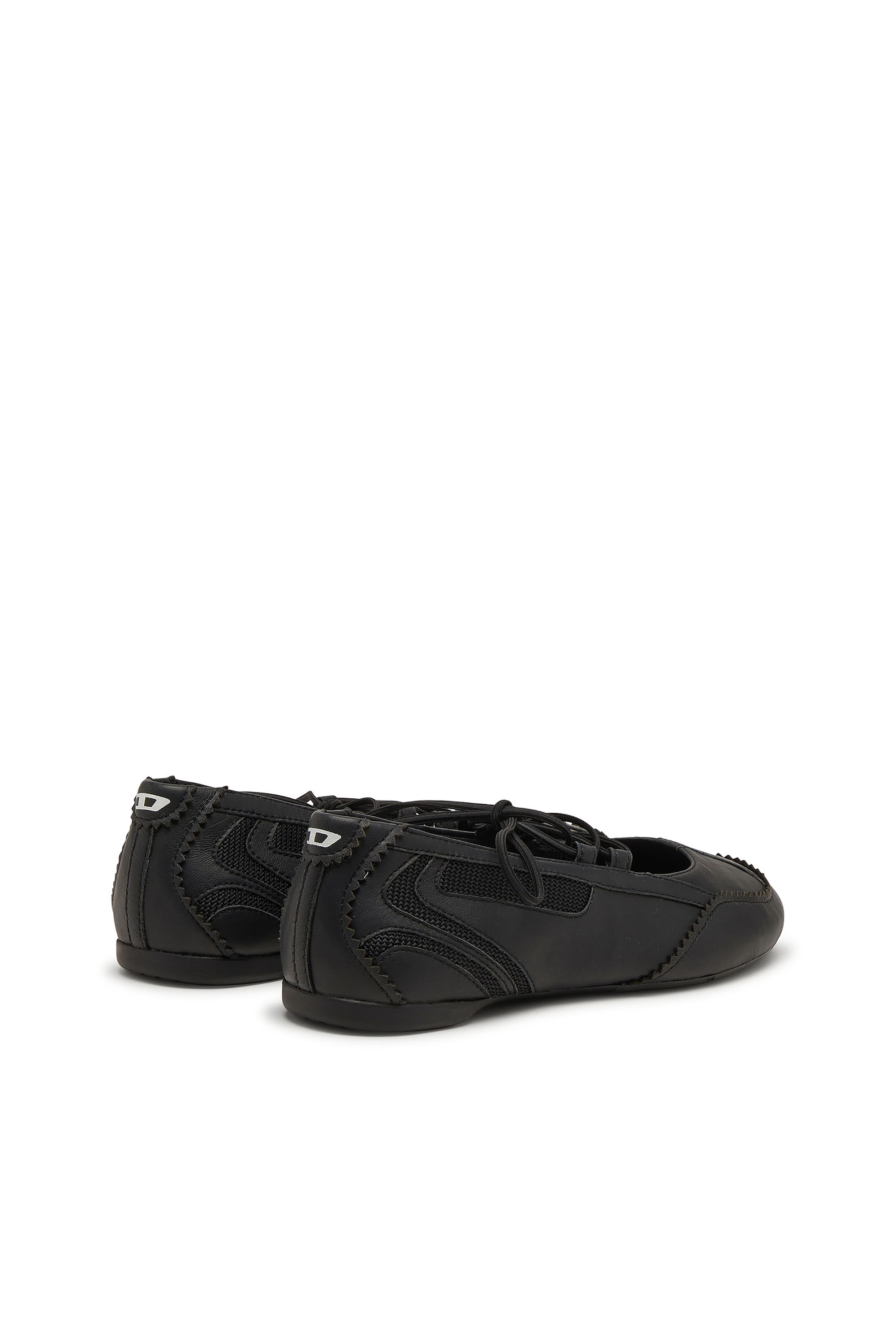 Diesel - D-MILE BALLERINA LACE UP W, Damen D-Mile-Ballerinaschnürschuhe aus Leder und Mesh in Schwarz - 4