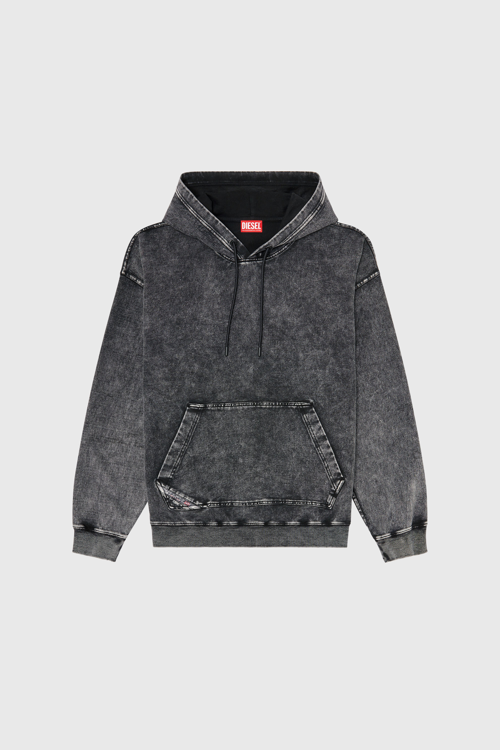 Diesel - S-BOXT-HOOD-TUK, Herren Sweatshirt mit Denim-Effekt-Behandlung in Dunkelgrau - 2