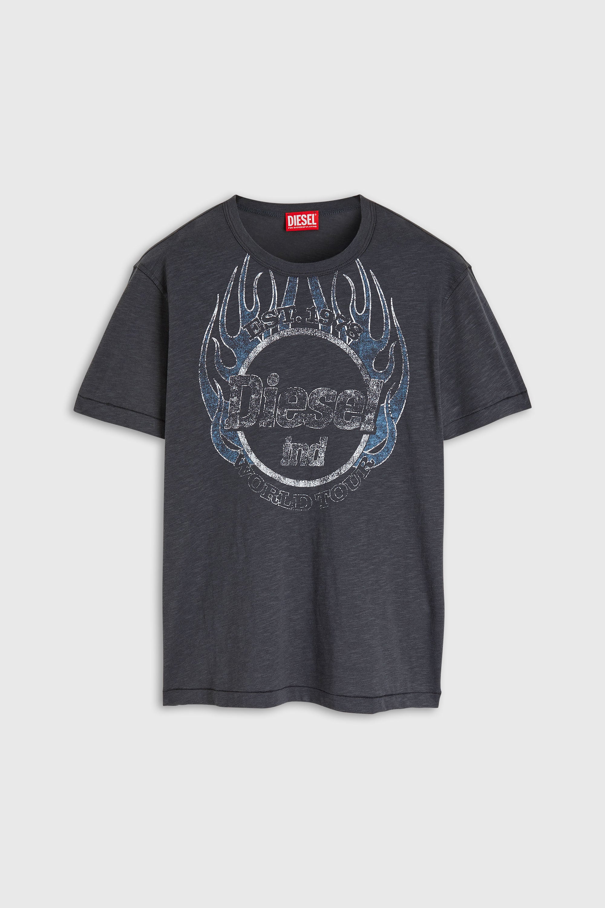 Diesel - T-NOTS, Herren T-Shirt aus Slub-Jersey mit Crack-Print in Dunkelgrau - 2