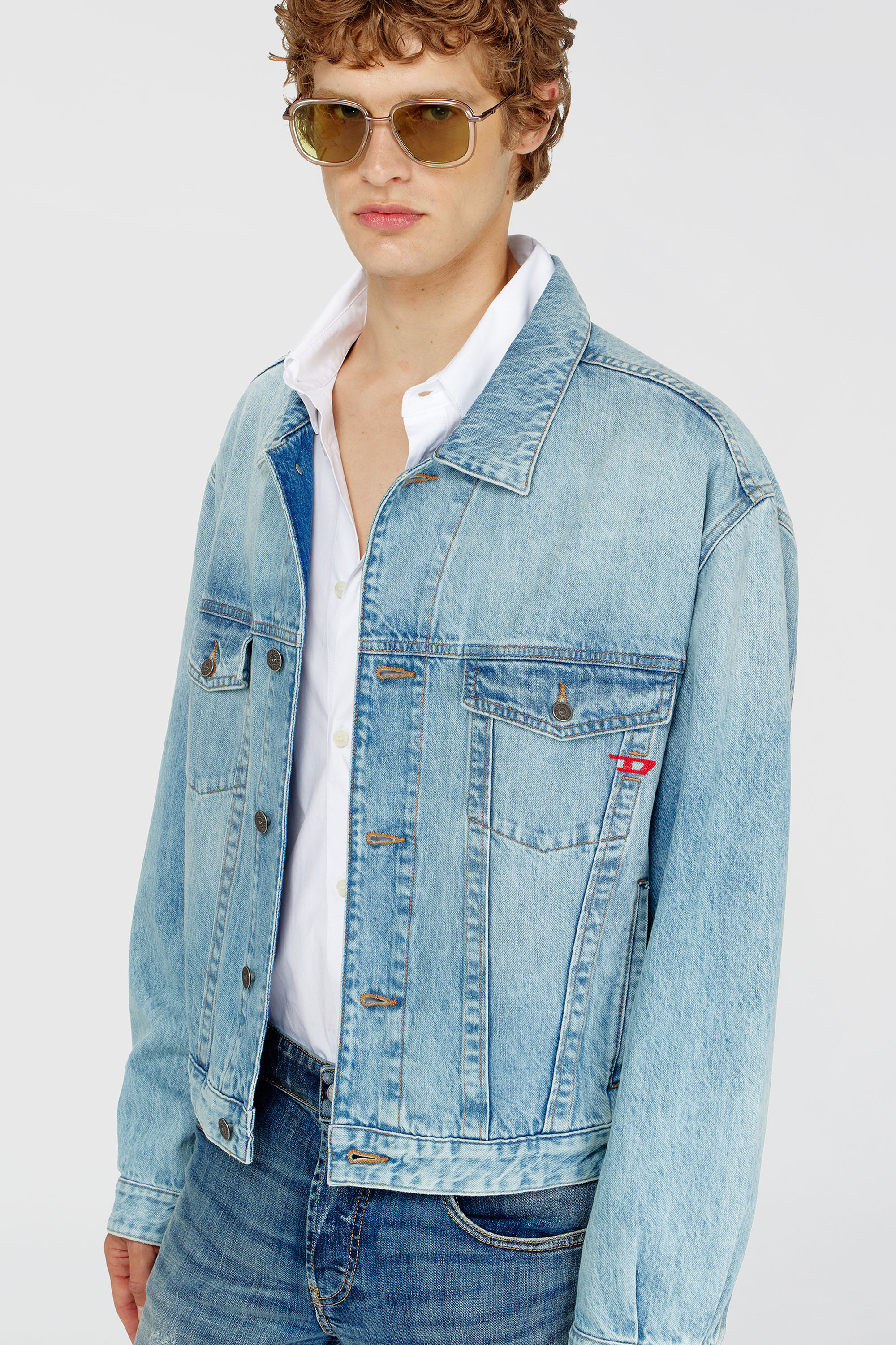 Diesel - D-RANGER, Unisex Trucker-Jacke aus denim in Hellblau - 5