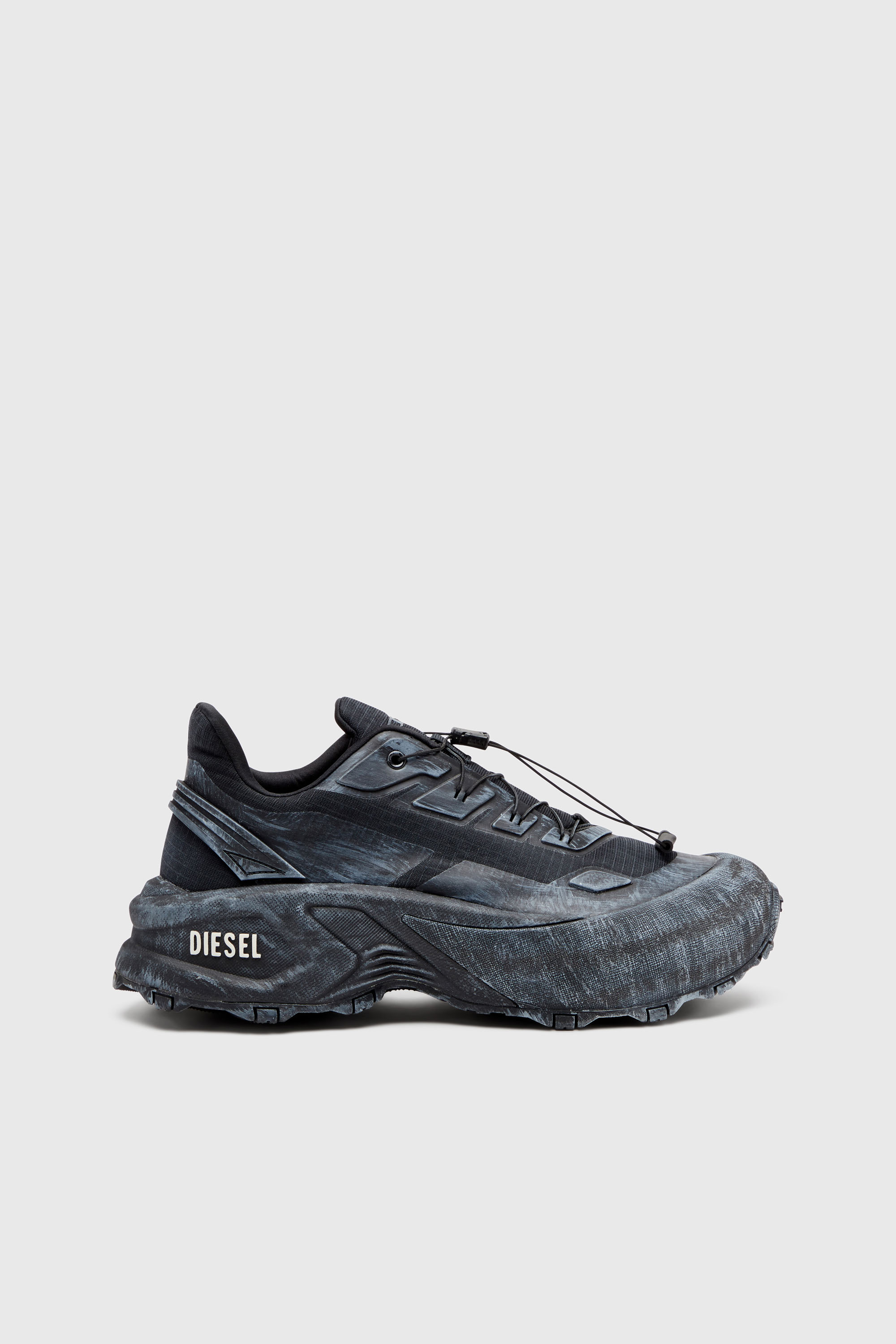 Diesel - D-CAGE RUNNER, Herren D-Cage-Distressed Chunky-Sneaker aus Ripstop in Schwarz - 1