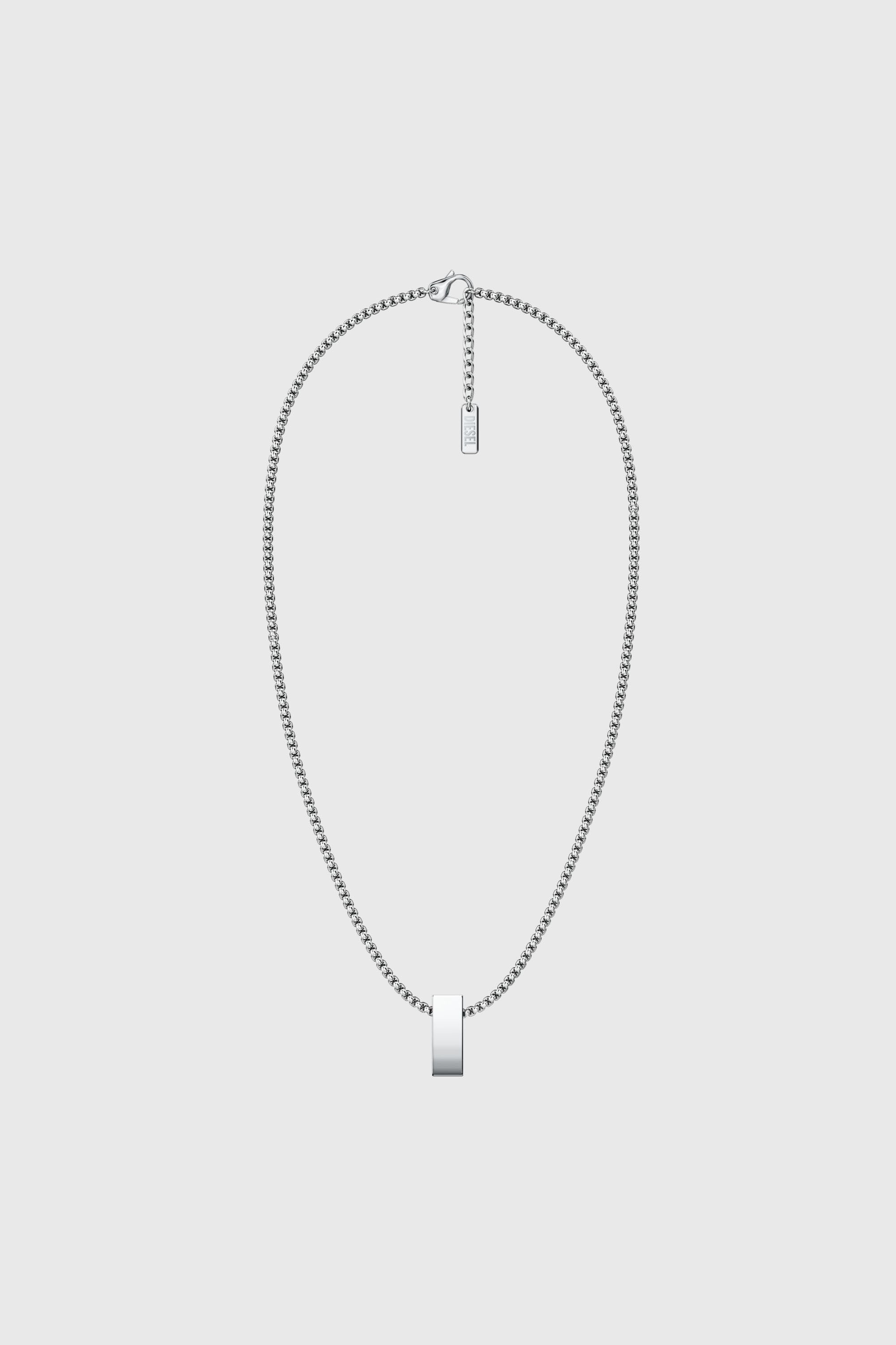 Diesel - DX1689040 JEWELLERY, Unisex Anh&auml;nger-Halskette aus Edelstahl in Silber/Rot - 1