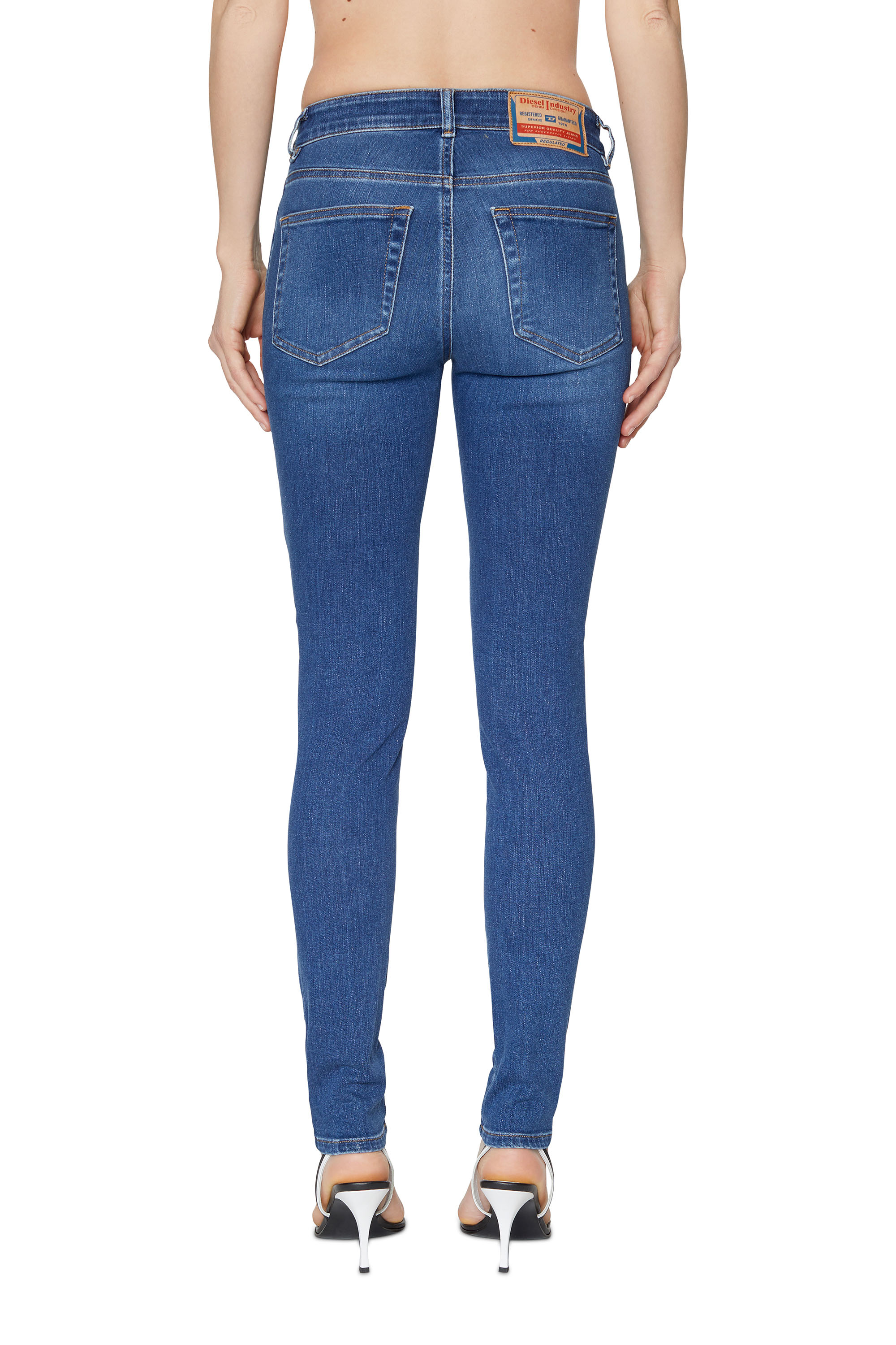 Diesel - Super skinny Jeans 2017 Slandy 09C21, Damen Super skinny Jeans - 2017 Slandy in Mittelblau - 4