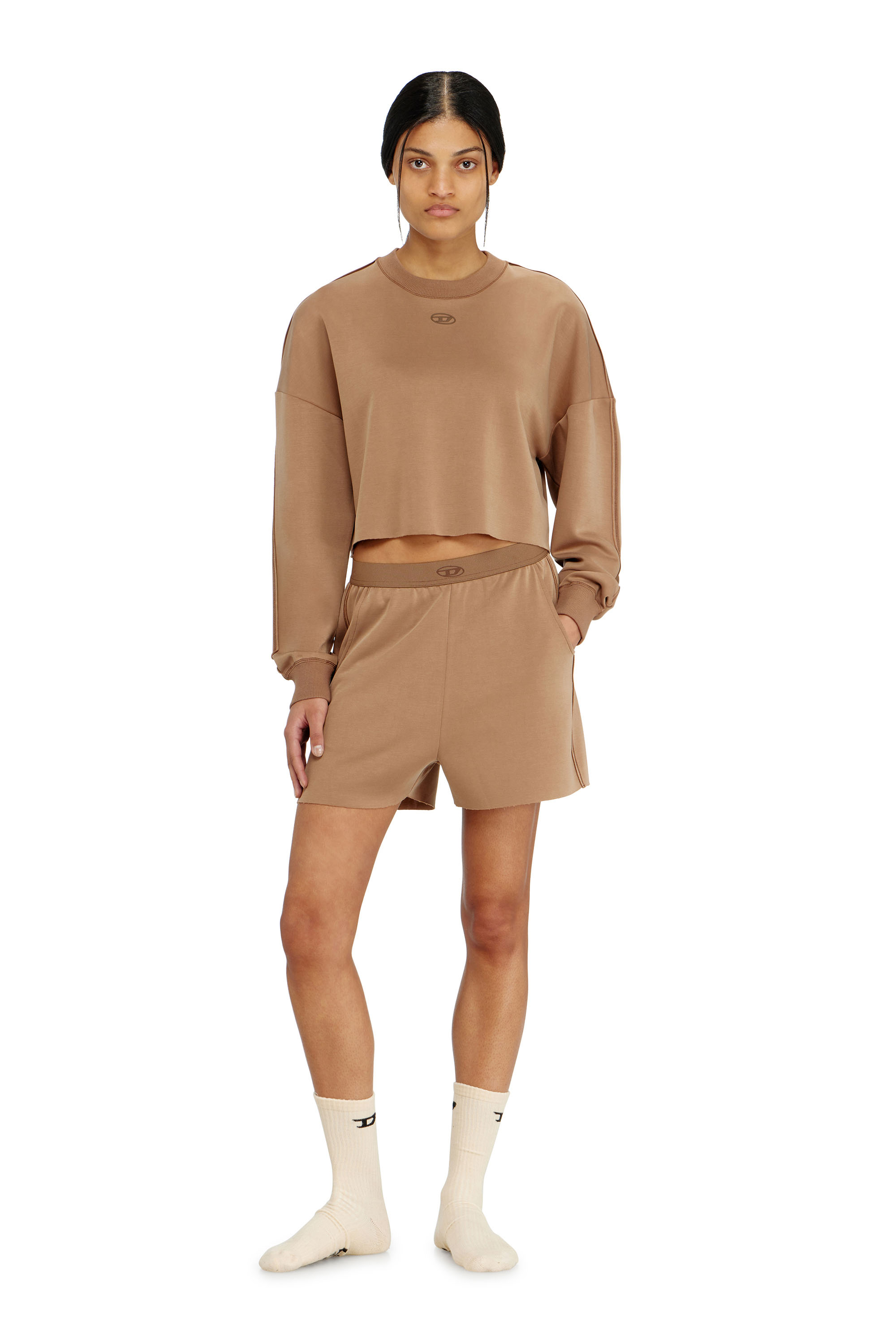 Diesel - BLAKE-UTLT, Damen Crop-Top aus leichtem stretch scuba in Braun - 2