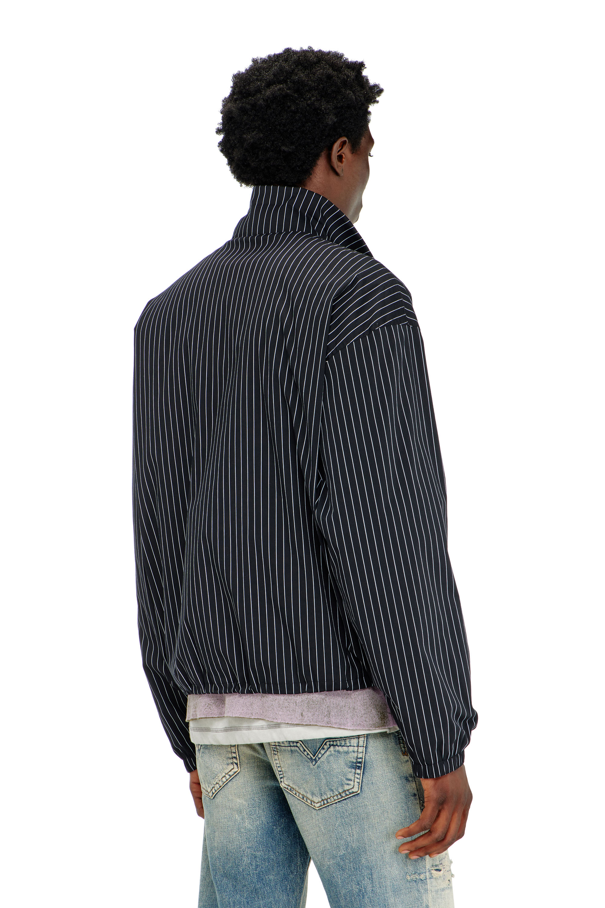 Diesel - J-CORSAR-NJCA, Herren Nylon-Pinstripe-Jacke mit Phoenix-Stickerei in Schwarz - 4