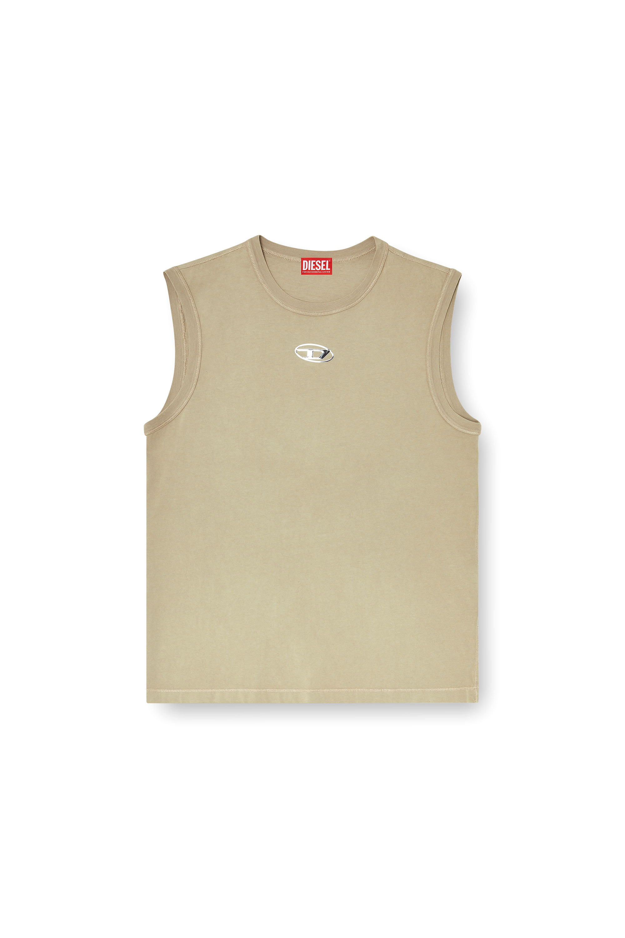 Diesel - T-BISCO-IOD, Herren Baumwoll-Tanktop mit ovalem D-Logo in Metallic-Optik in null - 3