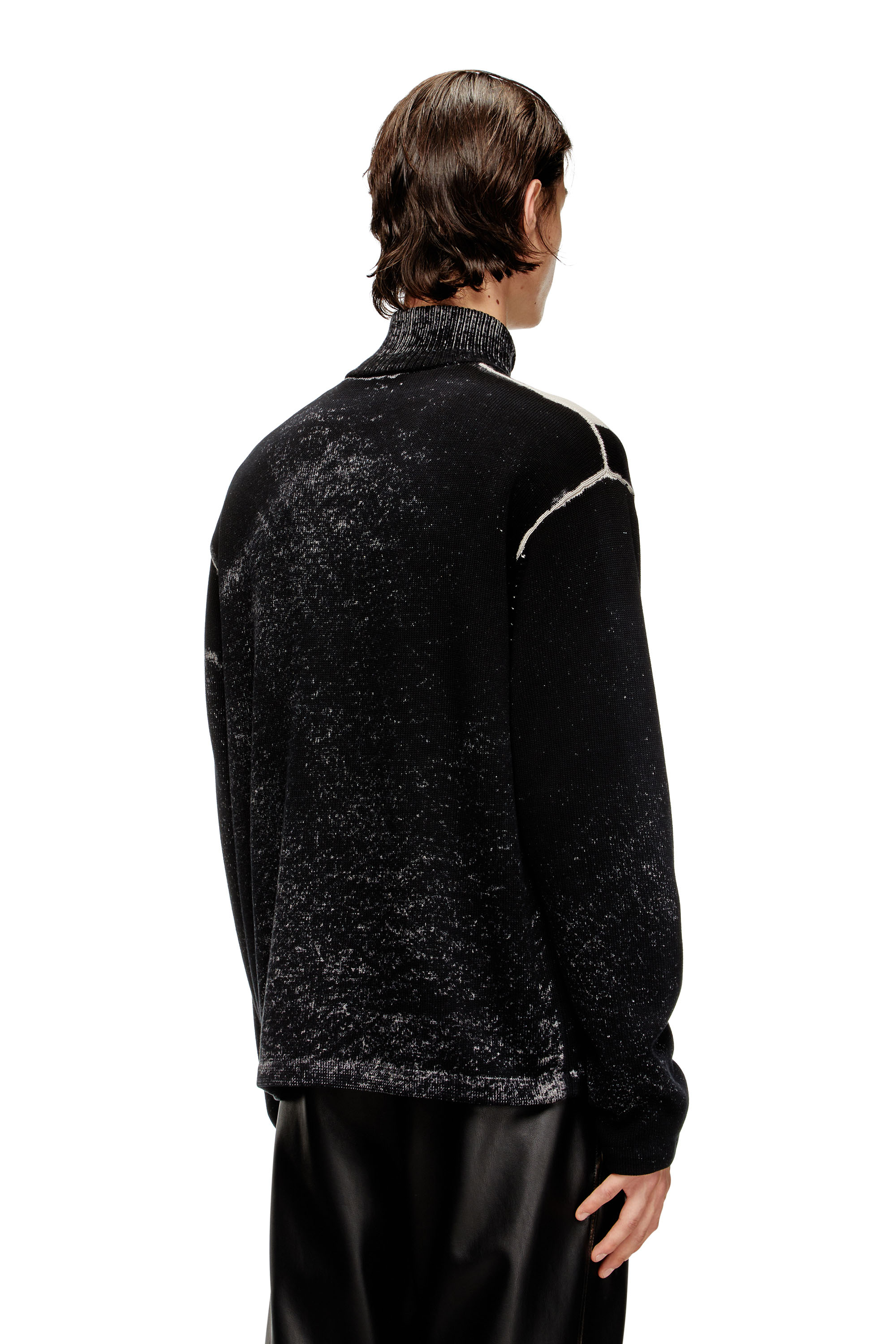 Diesel - K-OLIBA-JKT, Herren Gestreifter Reißverschluss-Cardigan mit Innen-Print in Schwarz/Weiss - 4