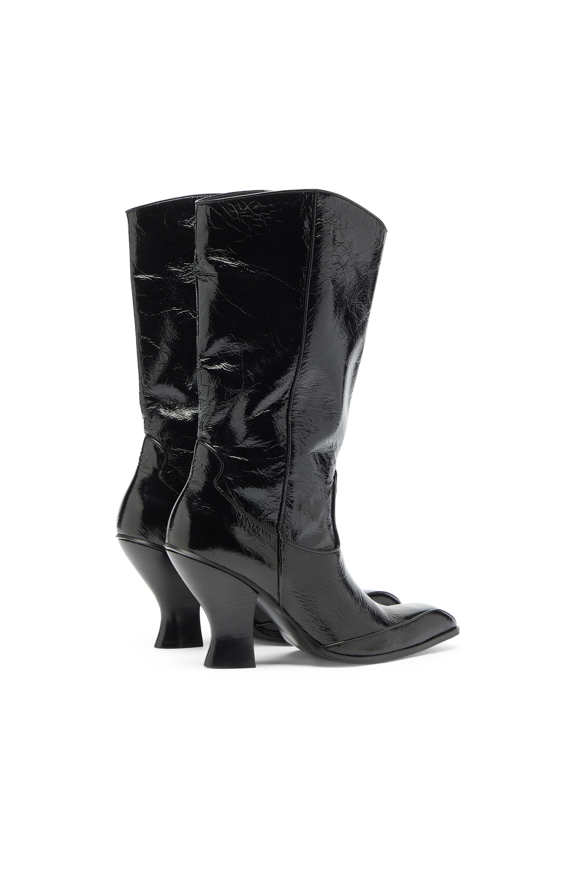 Diesel - D-LUFFY-75-TUBE, Damen D-Luffy - kniehohe Stiefel aus Lackleder in Schwarz - 3