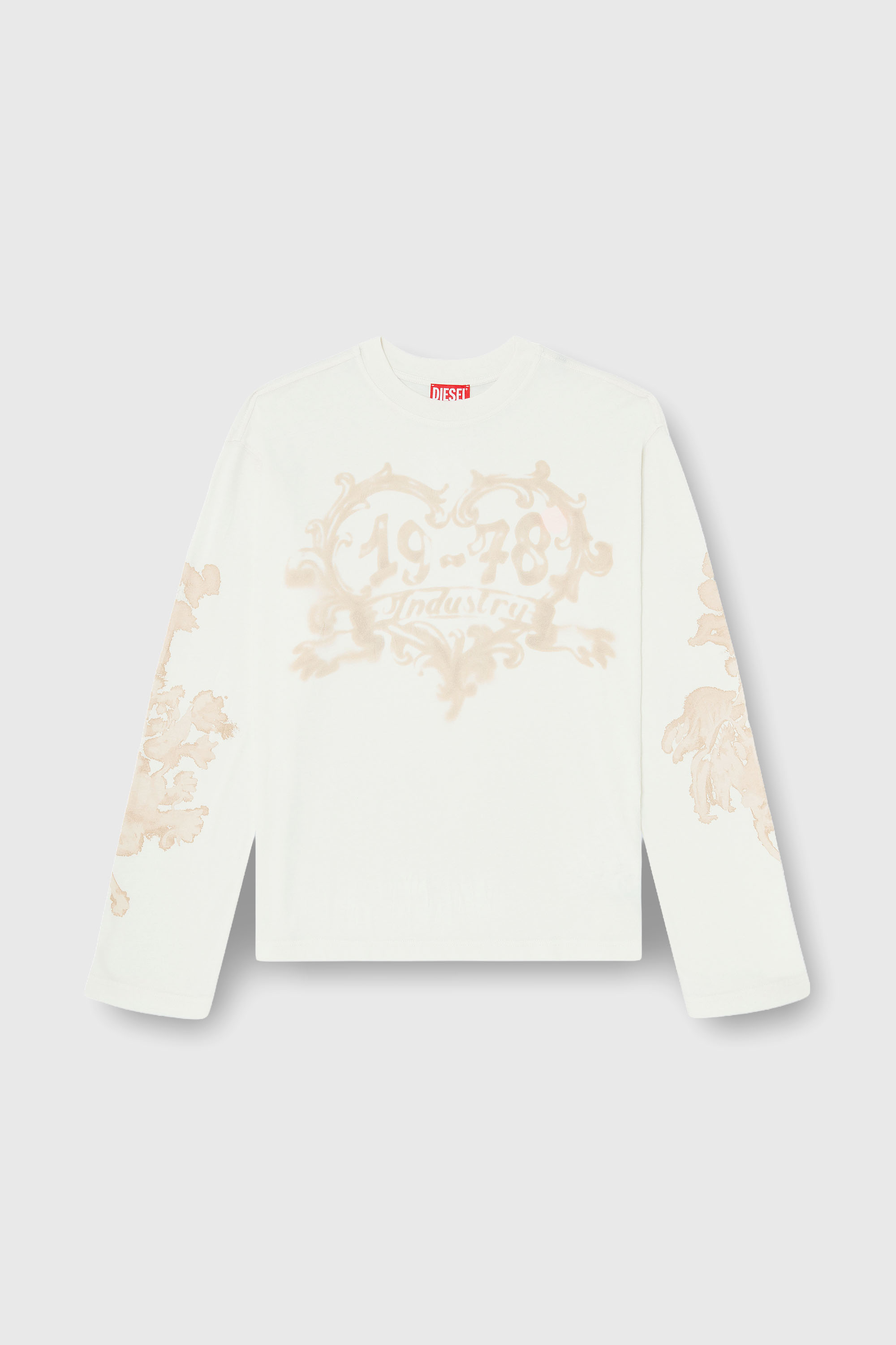 Diesel - T-HILARY-LS-AA1, Damen Langarmshirt aus Baumwolle mit Grafikprint in Weiss/Rosa - 2