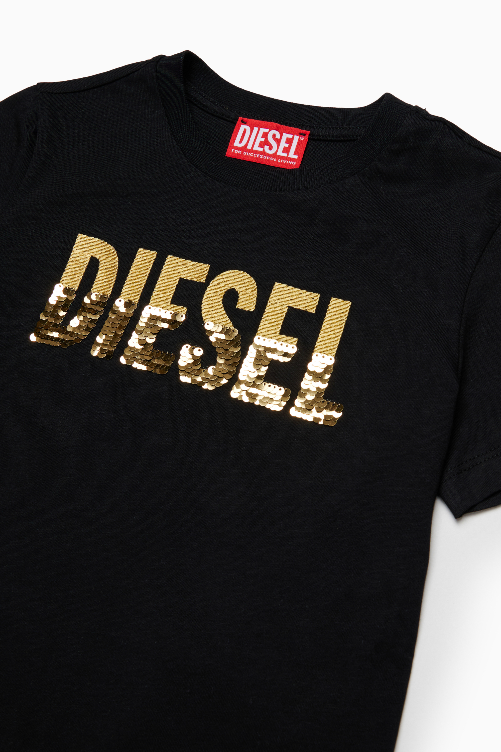 Diesel - TPALLY, Damen Baumwoll-T-Shirt mit Pailletten-Logo in Schwarz - 3