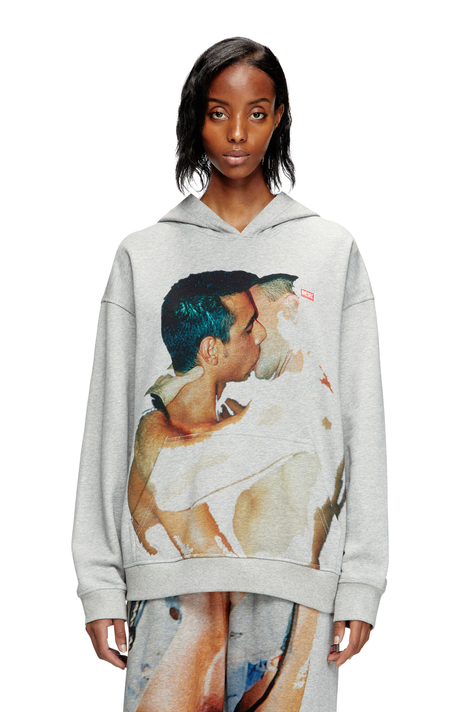 Diesel - PR-S-BOXT-HOOD-TOM25, Unisex Kapuzen-Pullover mit Grafik-Print in Grau - 5