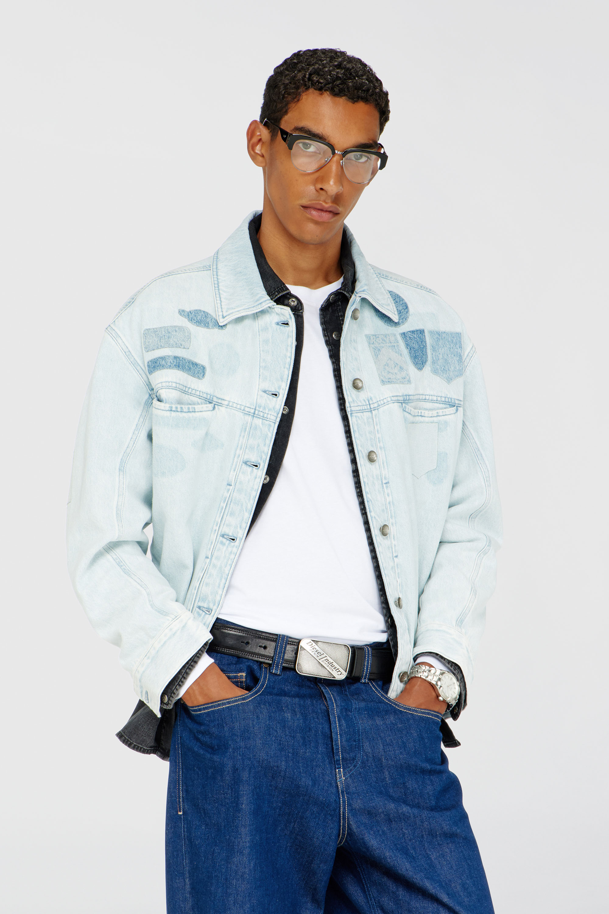 Diesel - D-RYMAVO-S, Unisex Denim overshirt mit patch-effekten in Hellblau - 3