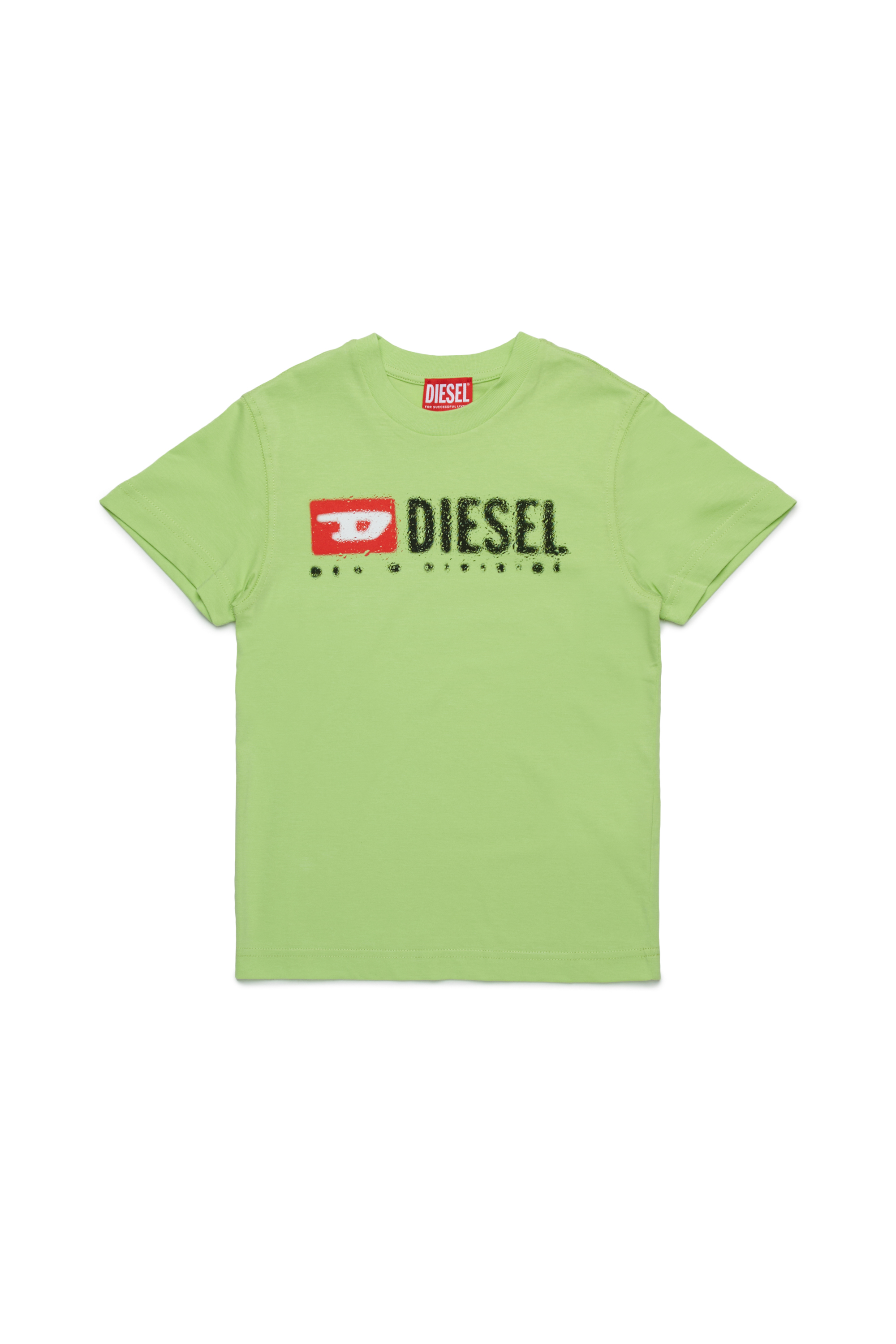 Diesel - TADJUSTK14, Herren Baumwoll-T-Shirt mit aufgedrucktem Logo in Grün - 1