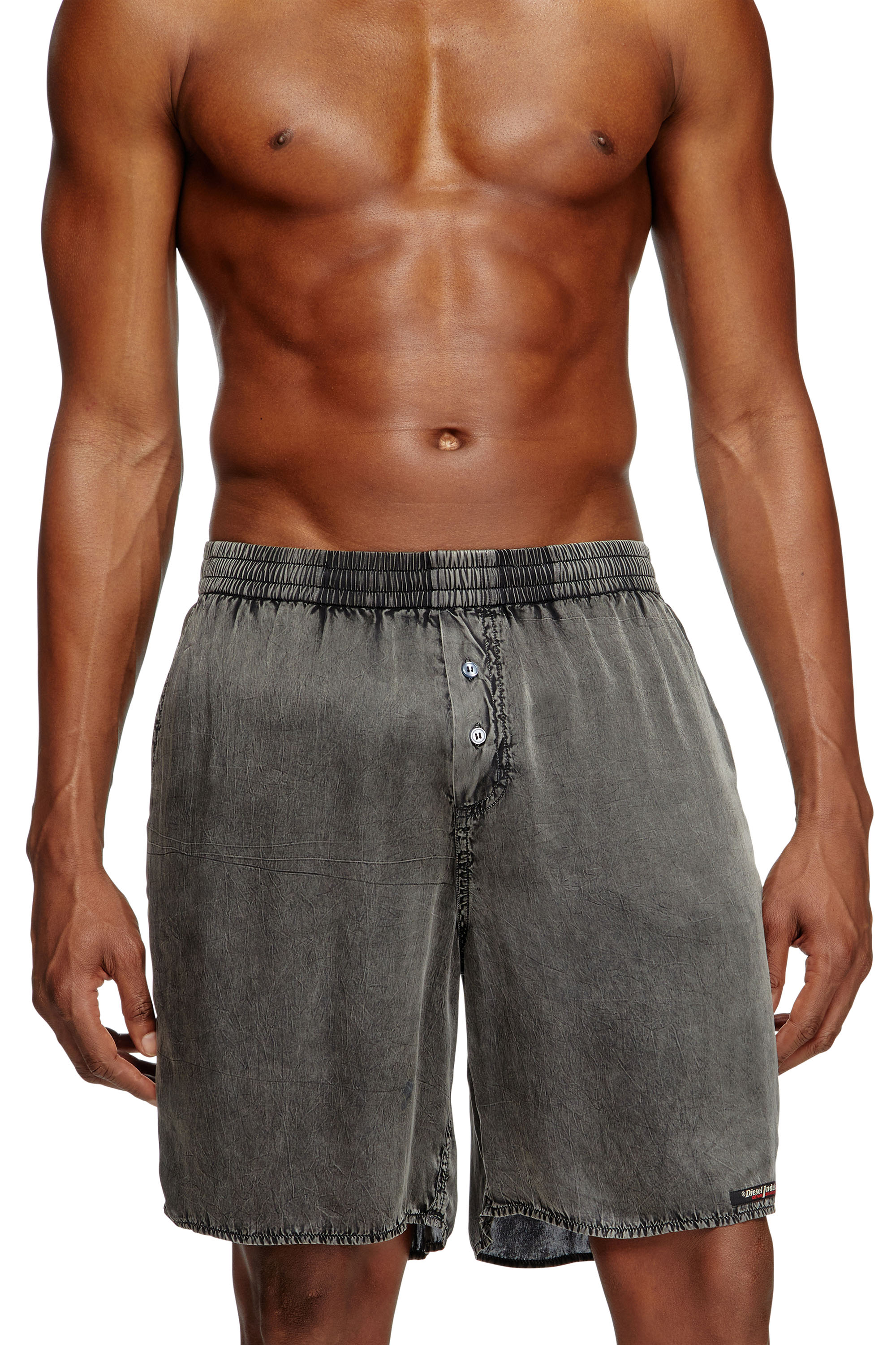 Diesel - SILVO-DNM, Herren Extra-long boxer shorts with denim effect in Dunkelgrau - 1