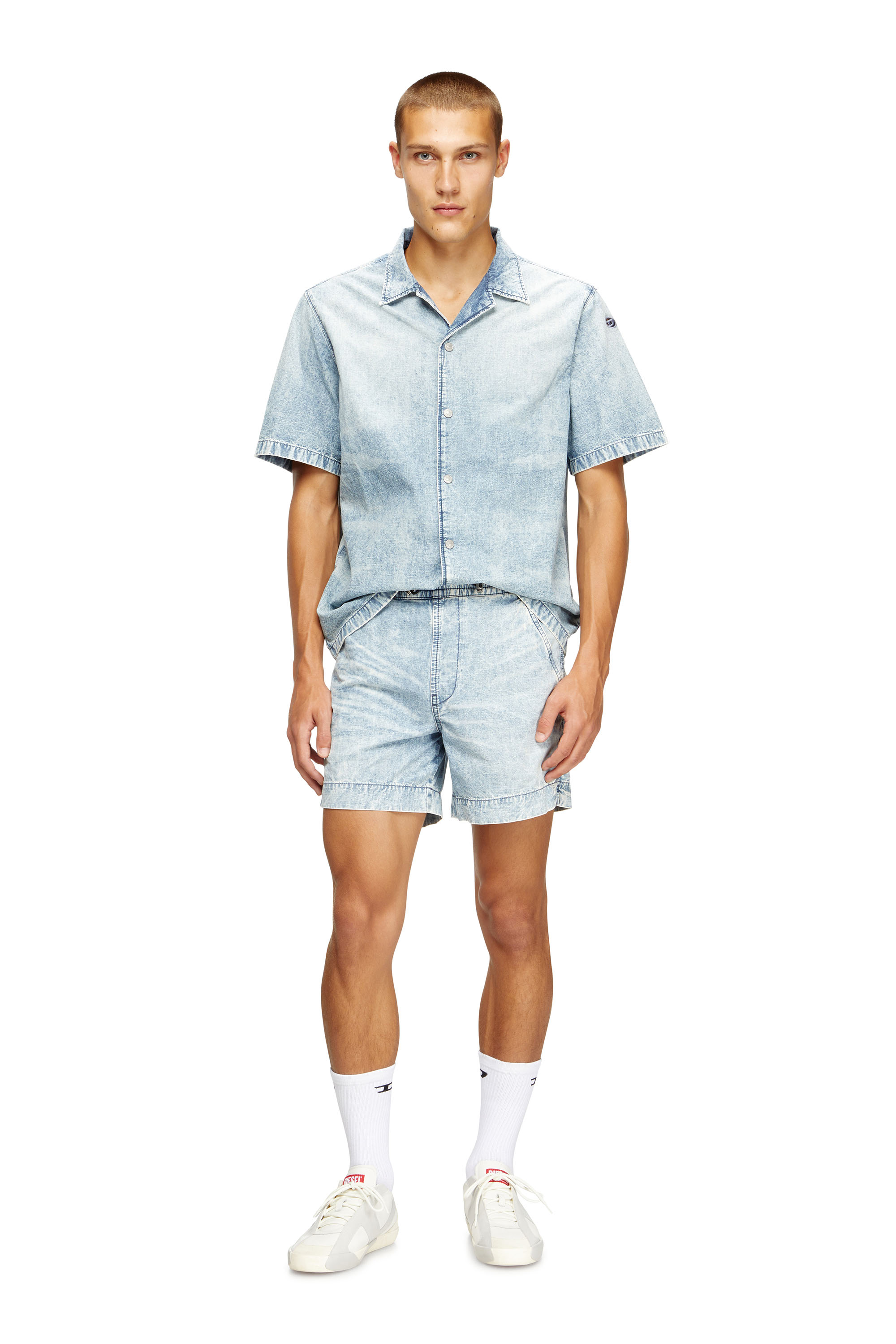 Diesel - D-NABIL-S4, Herren Bowling-Hemd aus marmoriertem Denim in null - 2