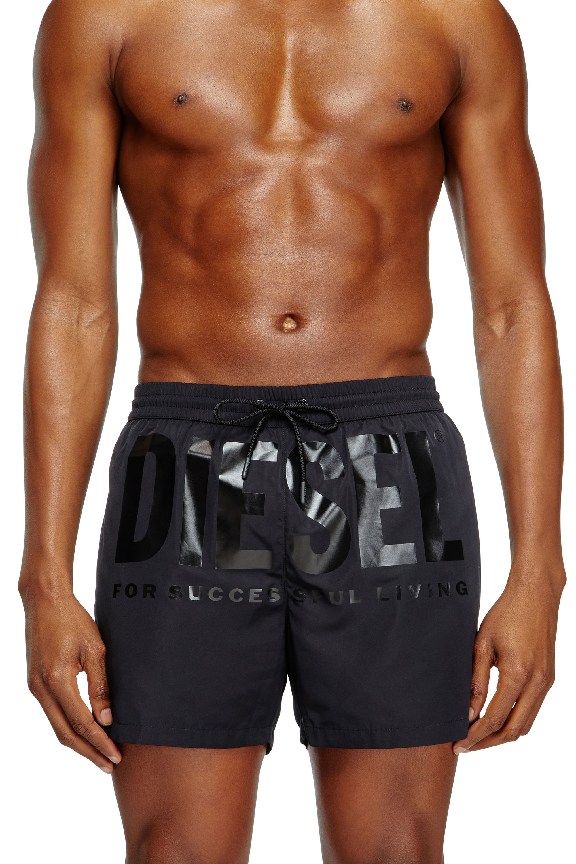 Diesel - KEN-37-D-CORE, Herren Mittellange Bade-Shorts mit Maxi-Logo in Schwarz - 1