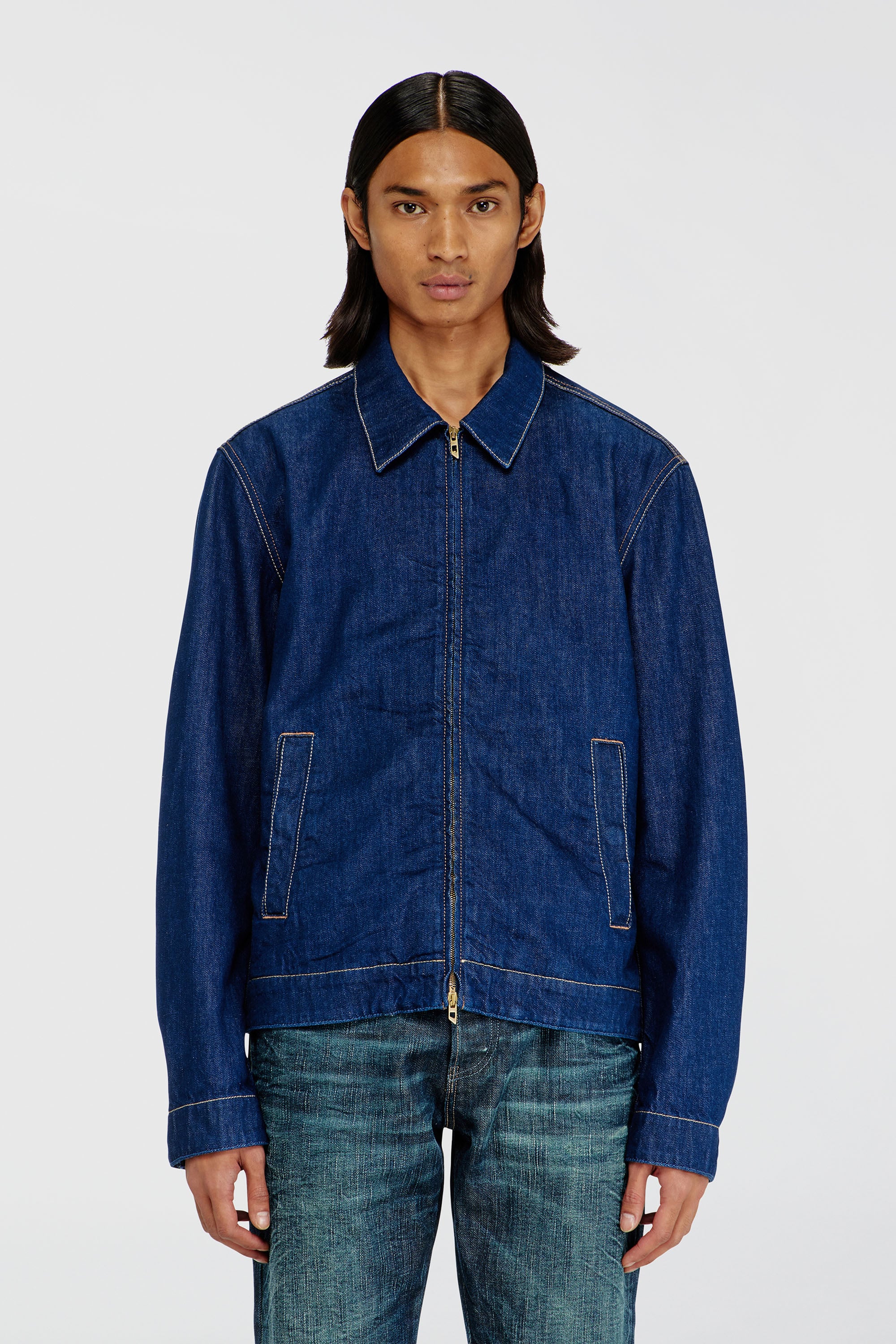 Diesel - D-ROHE, Herren Coach-Jacke aus rinse denim in Mittelblau - 2
