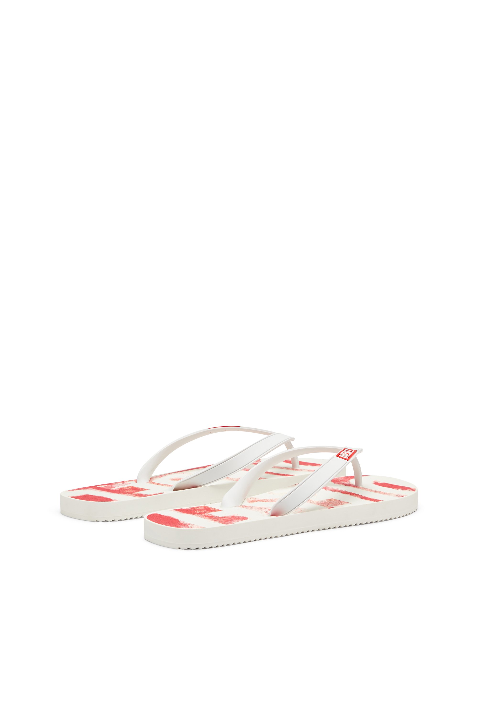 Diesel - SA-RIO, Herren Flip-Flops aus Gummi mit Graffiti-Logo in Weiss/Rot - 3