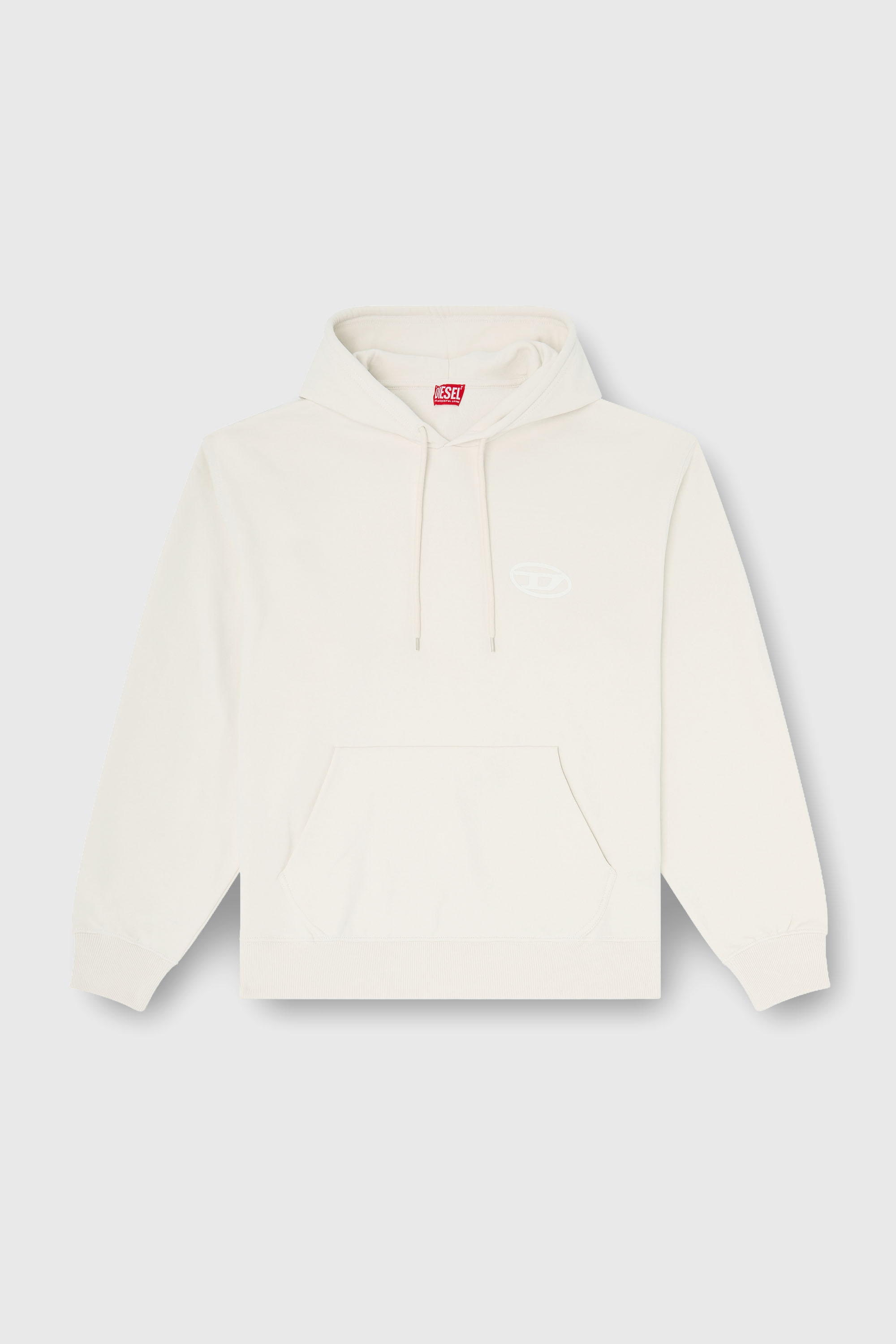 Diesel - S-LUK-H-T92, Herren Hoodie aus Baumwolle mit tonalem Oval D Logo-Stickerei in Wei&szlig; - 2