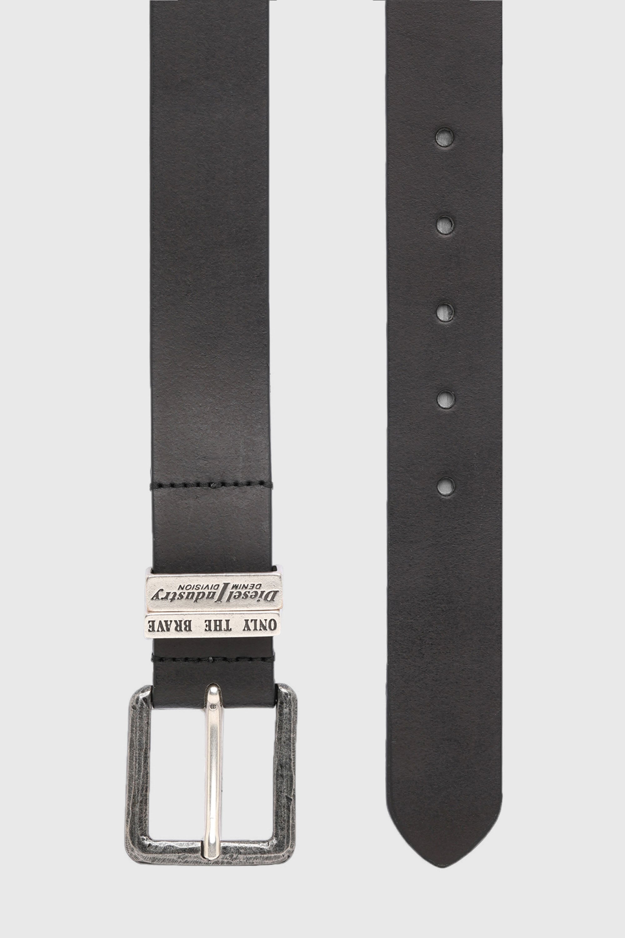 Diesel - B-GUARANTEE-A, Herren 3.4cm Lederg&uuml;rtel mit br&uuml;nierten Metallelementen in Schwarz - 2