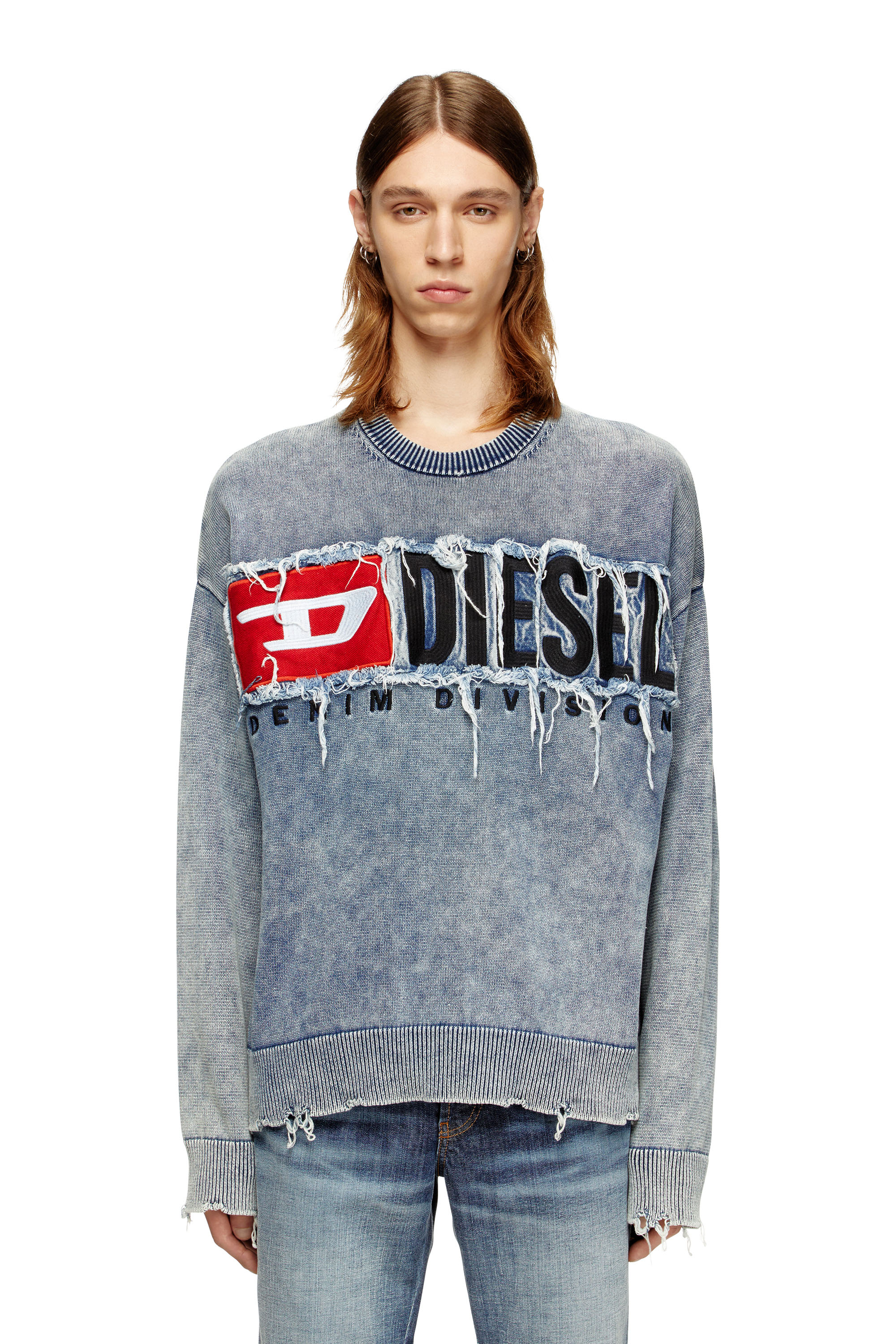 Diesel - K-FRONZI, Herren Cotton jumper with denim logo patch in null - 1