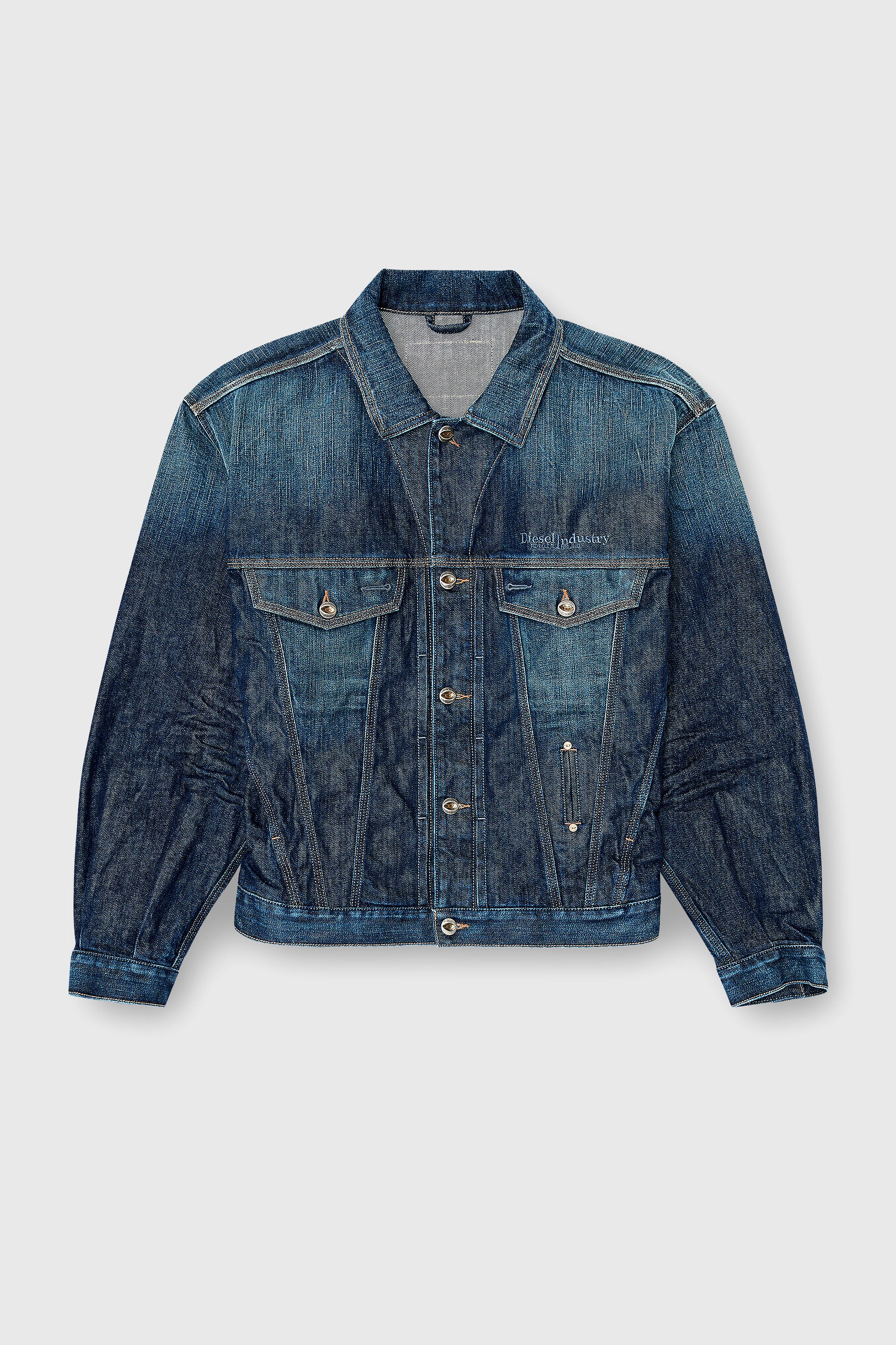 Diesel - D-DENVER-CL, Unisex Trucker-Jacke aus selvedge denim in Mittelblau - 2