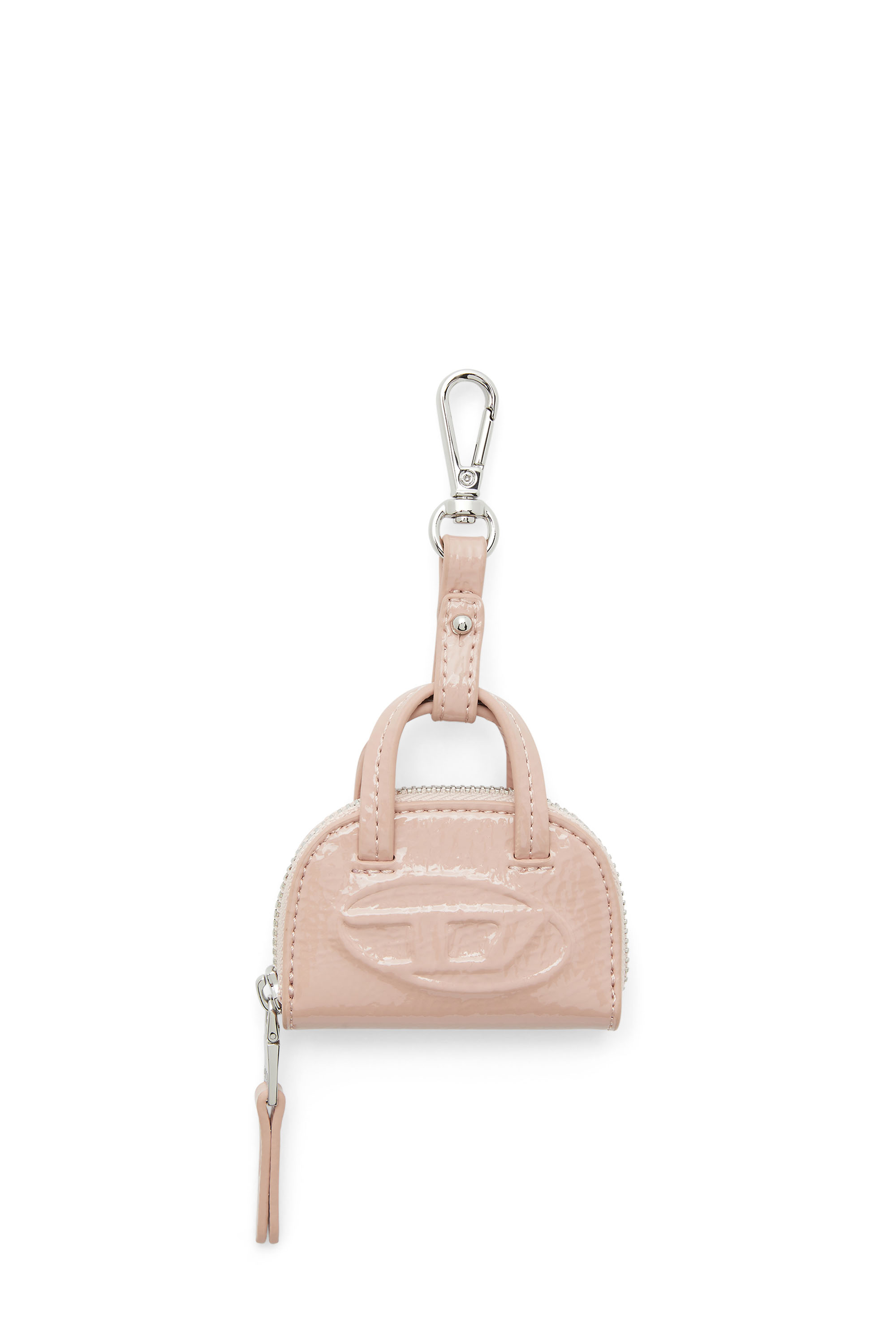 Diesel - 1DR DOME CHARMS, Damen Taschenanhänger aus glänzendem, geknittertem Naplak in Rosa - 1