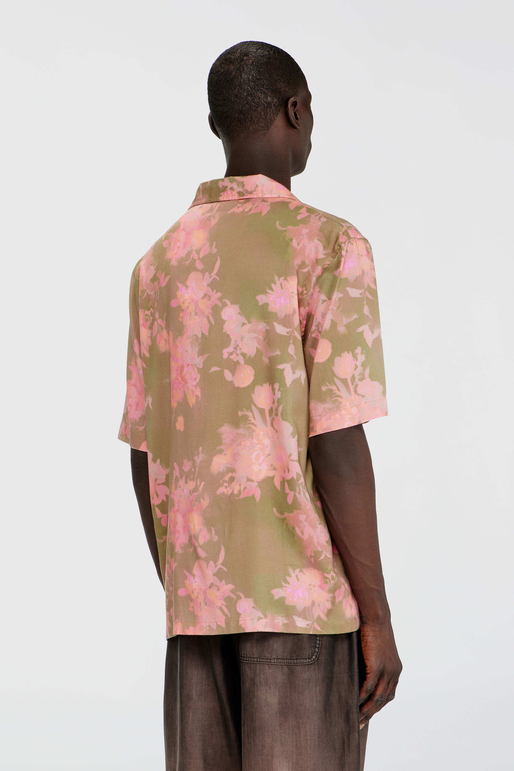 Diesel - S-BRAD-QMCE, Herren Lyocell-Hemd mit durchg&auml;ngigem Blumenmuster in Rosa/Braun - 4