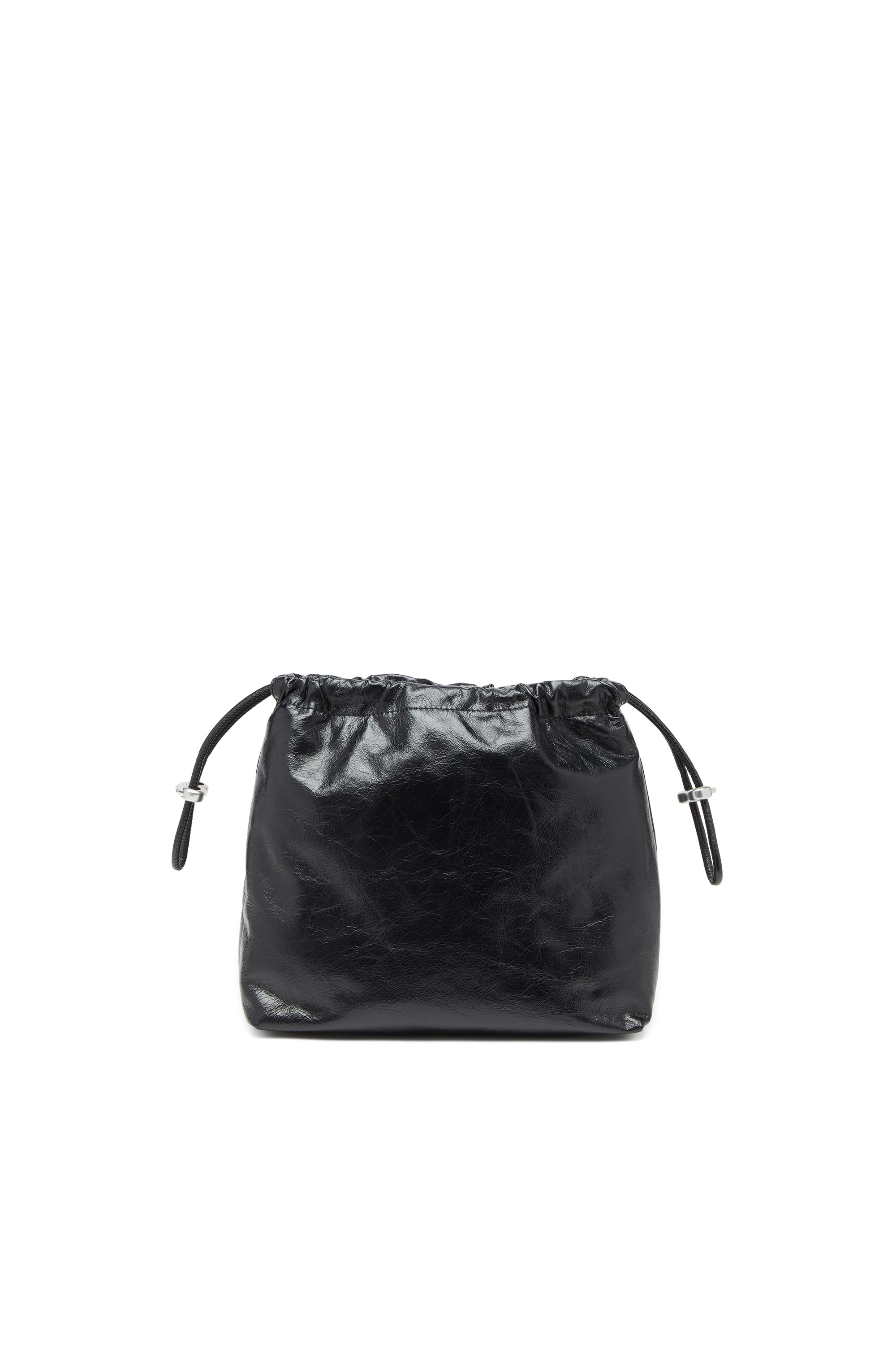 Diesel - SCRUNCH-D BUCKET, Damen Beuteltasche aus glänzendem zerknittertem Leder in Schwarz - 2