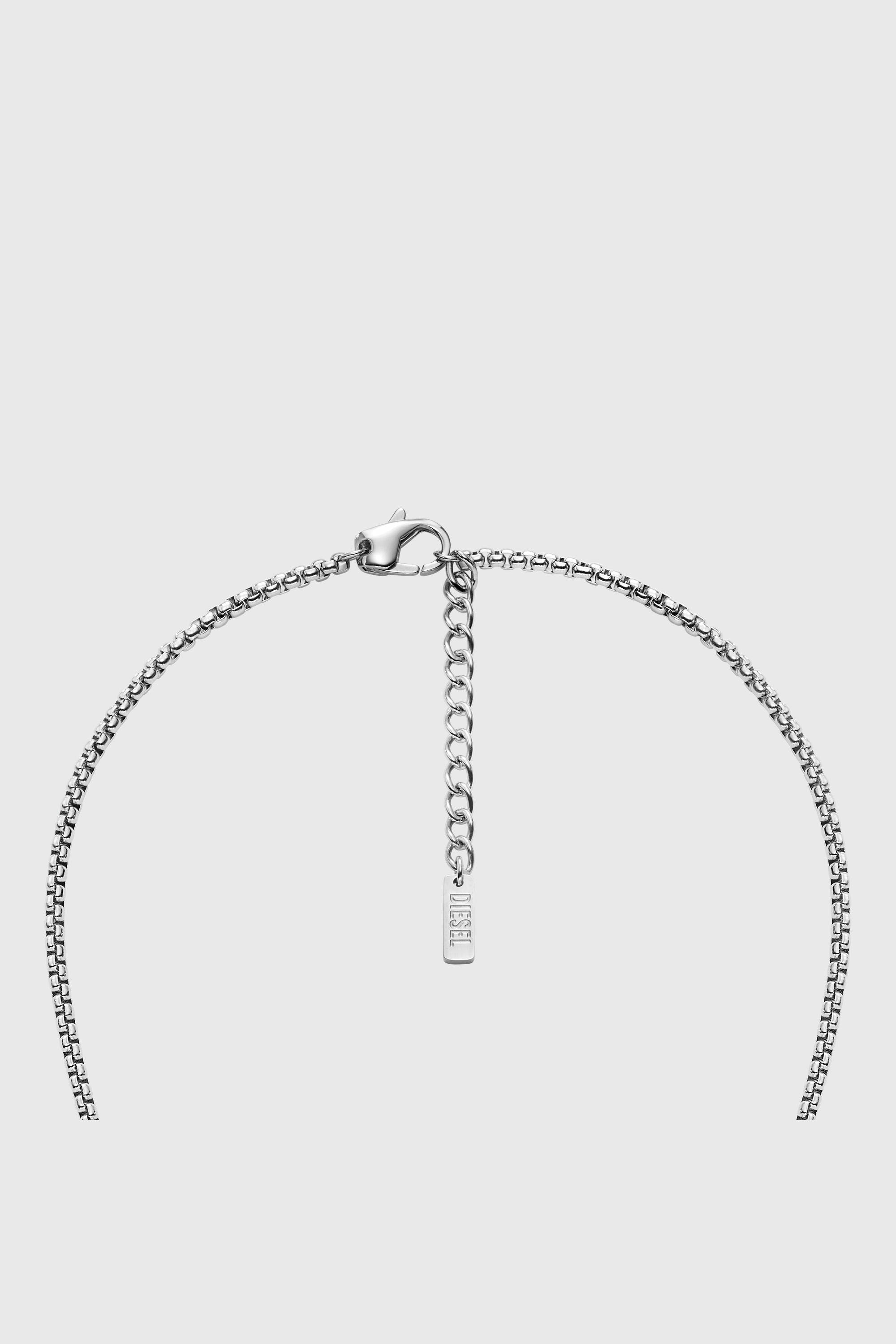 Diesel - DX1749040, Unisex Dog-Tag-Halskette aus Edelstahl mit Denim-Textur in Silber - 3