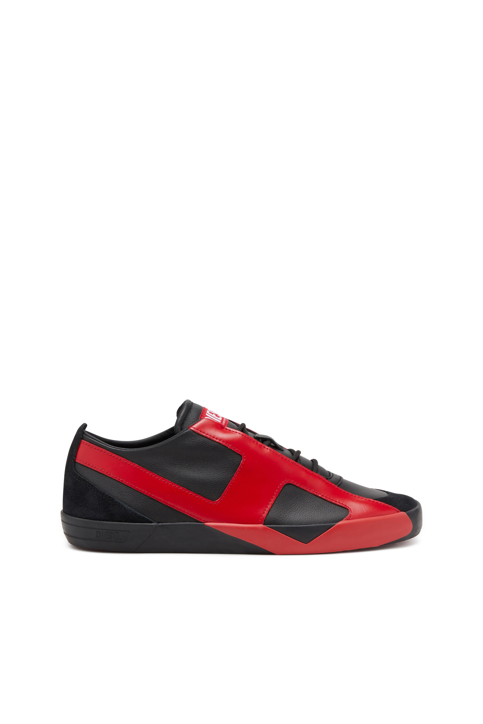 S-SLANTE-D LOW, Schwarz/Rot Diesel - S-SLANTE-D LOW, Herren S-Slante-D-Sneaker aus Wildleder und Leder mit D-Logo in Schwarz/Rot - 1