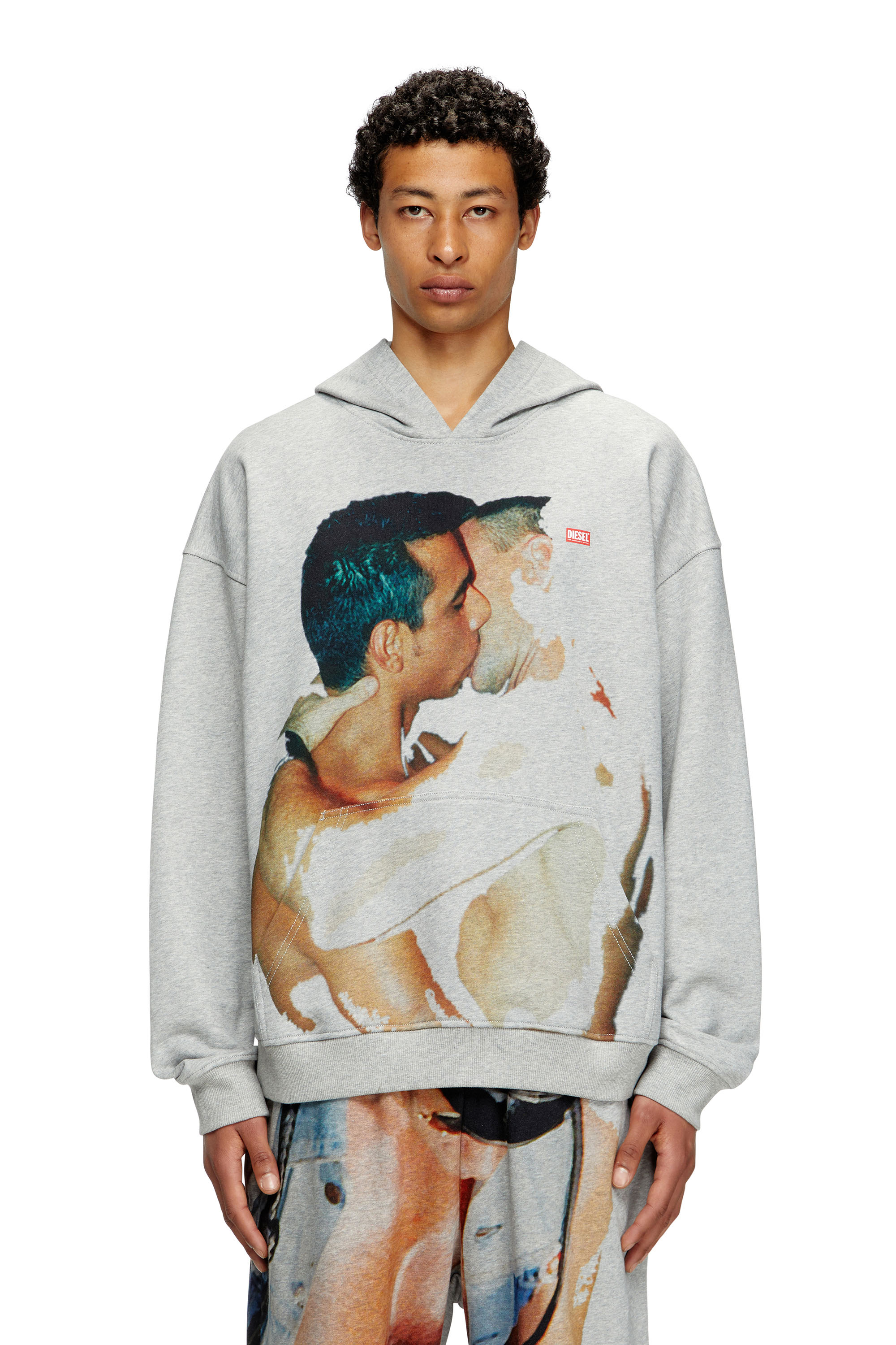 Diesel - PR-S-BOXT-HOOD-TOM25, Unisex Kapuzen-Pullover mit Grafik-Print in Grau - 1