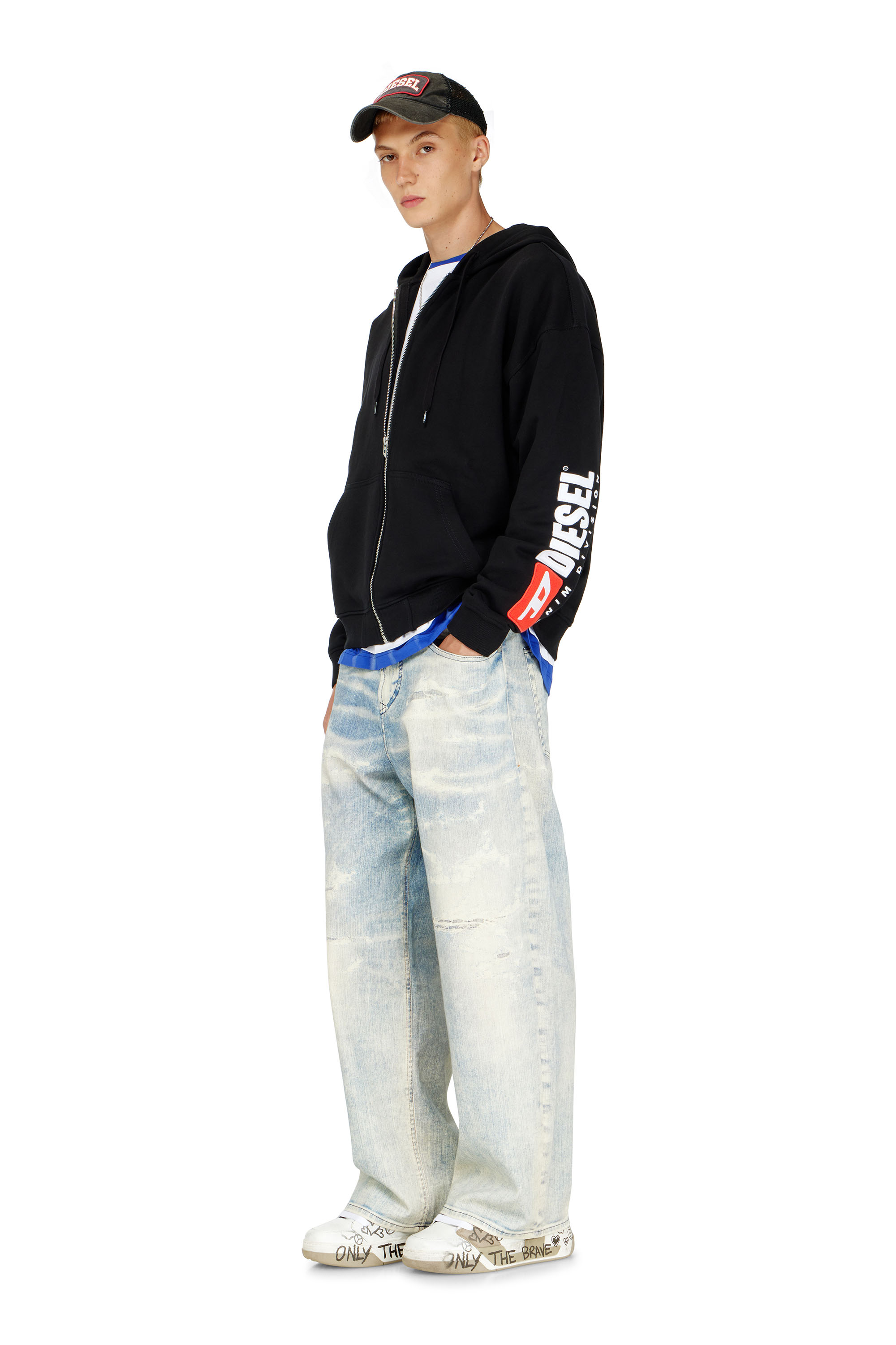 Diesel - S-BOXT-ZIP-HOOD-DIV, Herren Hoodie mit Logo-Patch-Stickerei in Schwarz - 1