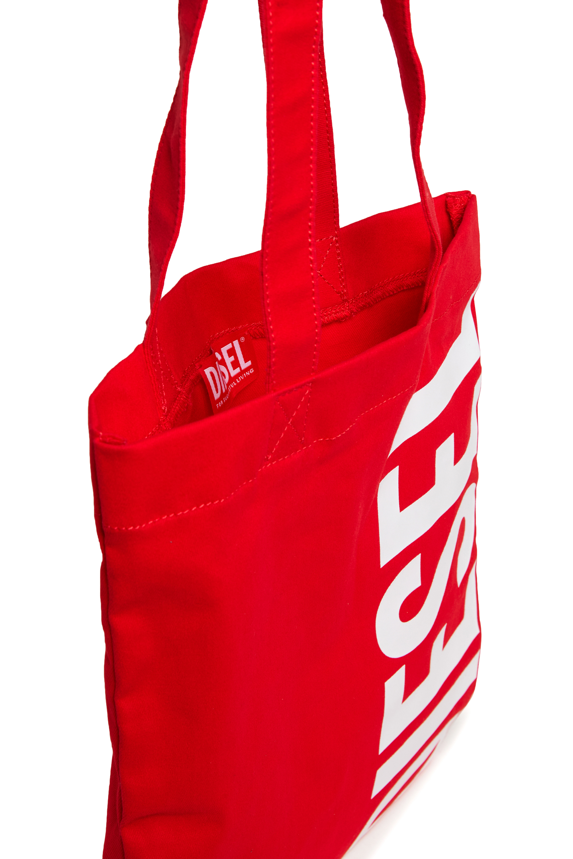 Diesel - WRELD, Damen WRELD-Canvas-Tasche mit Maxi-Logo-Print in Rot - 4