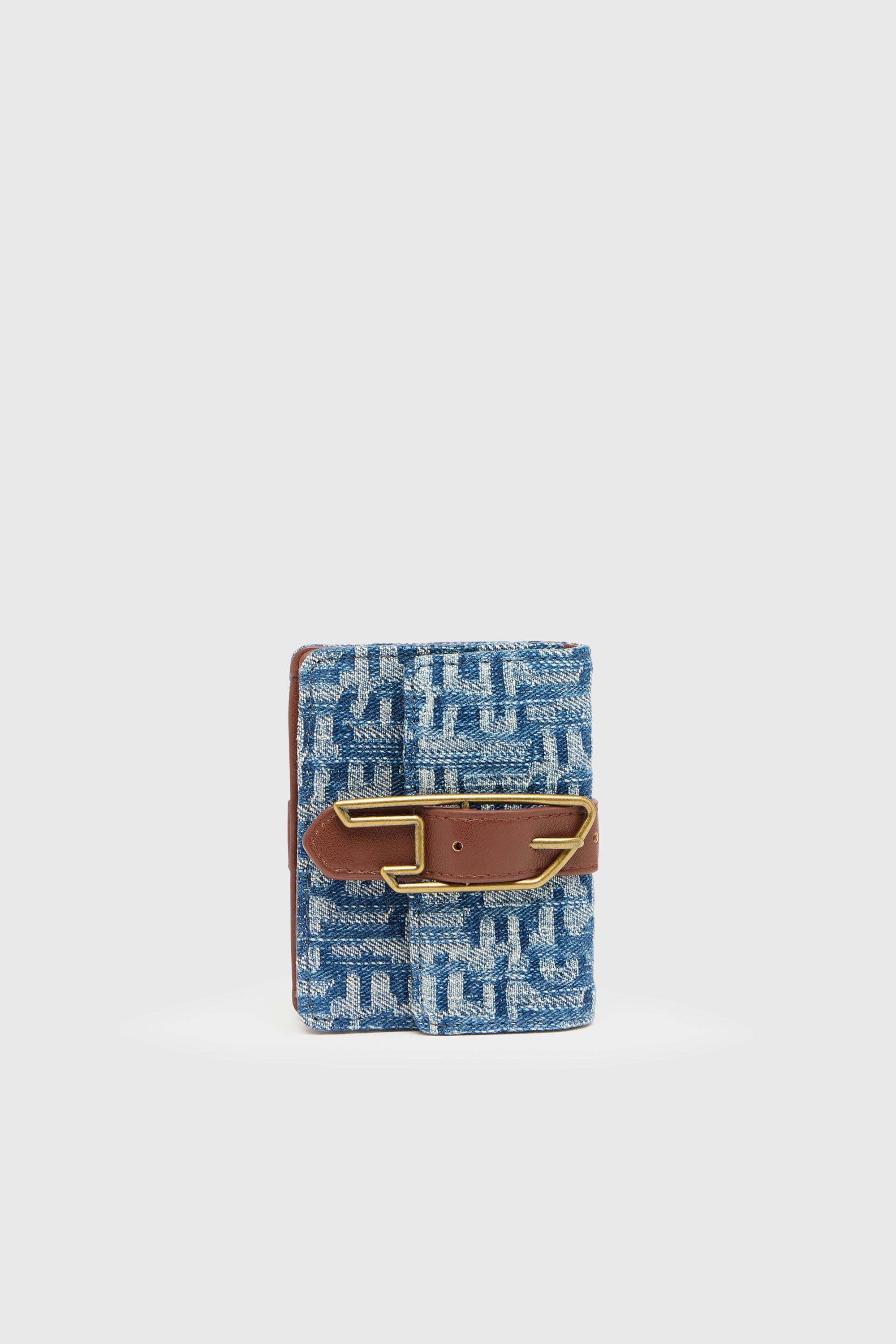 Diesel - D-LINE CARD HOLDER, Damen Kartenetui aus Monogram-Denim mit G&uuml;rtel-Detail in Blau - 1