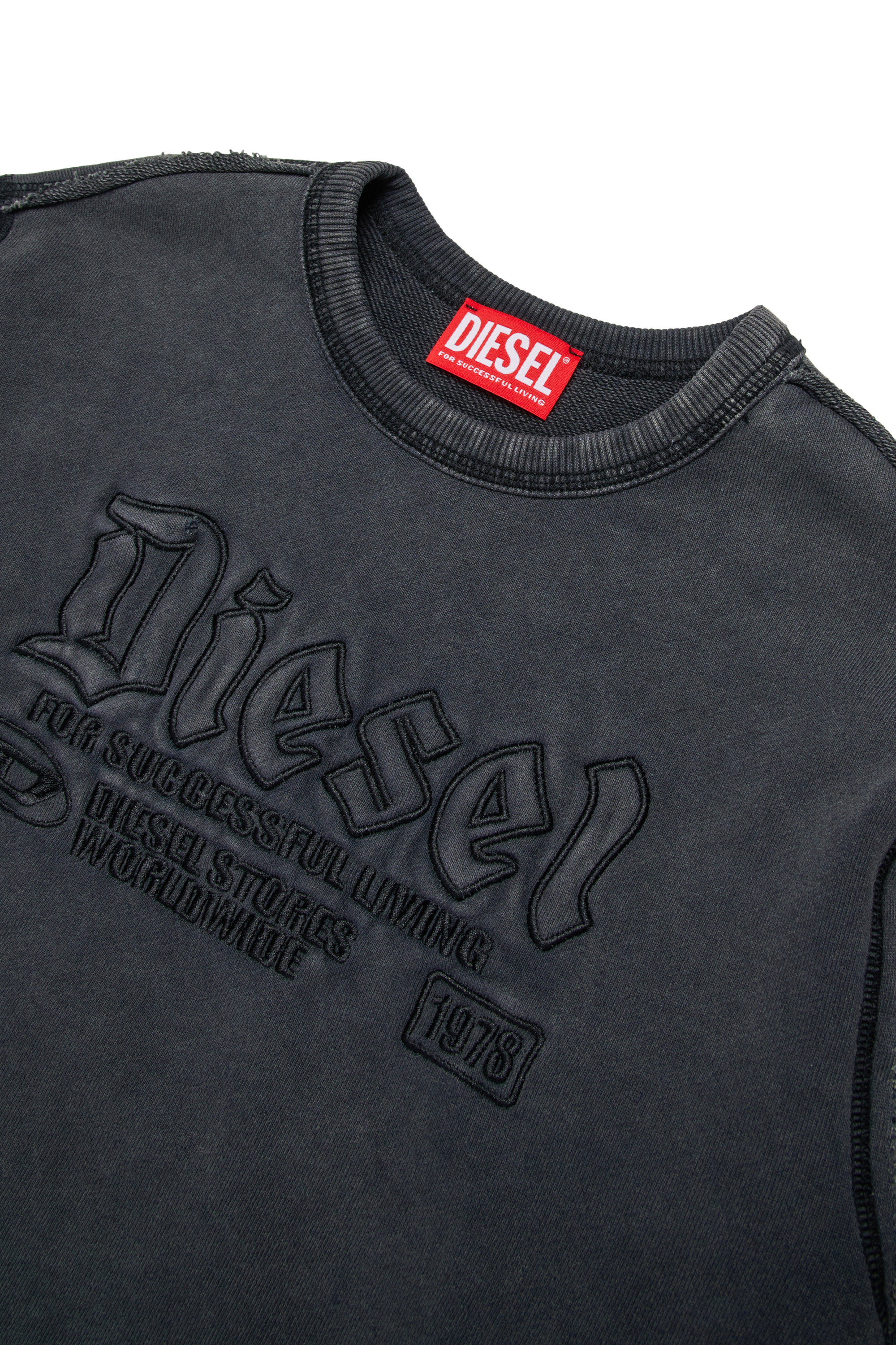 Diesel - SBOXTRAW OVER, Herren Baumwoll-Sweatshirt mit erhabenem Logo. in Schwarz - 3