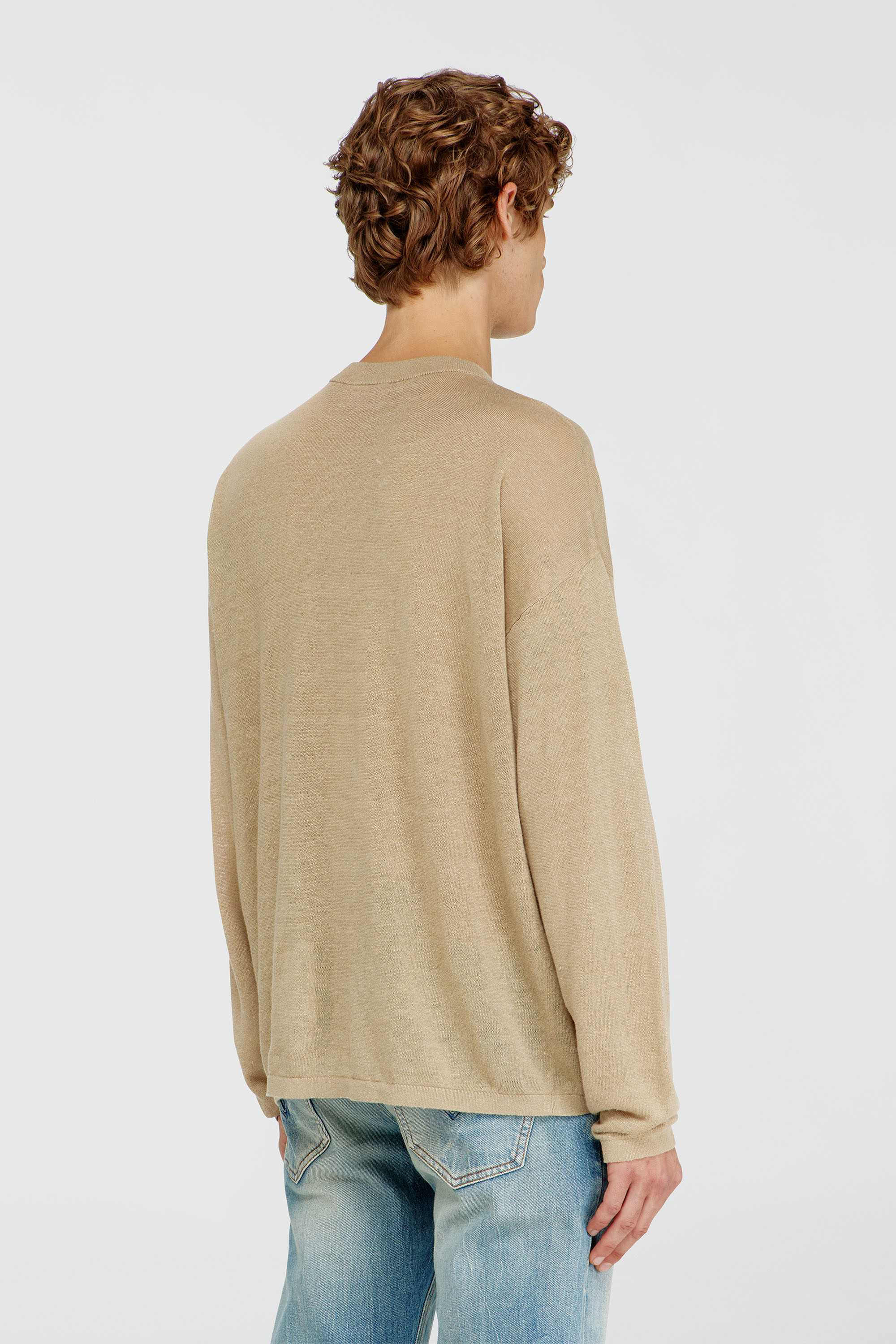 Diesel - K-ARMINS, Herren Leinenpullover mit verblasstem Phoenix-Print in Beige - 4